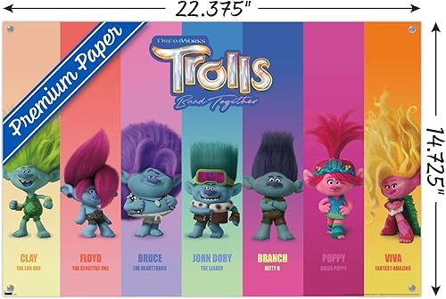 Miniatura 10 de Trends International Trolls Band Together - Póster de pared Perfect Harmony, 22.37 x 34.00 pulgadas, paquete de póster y pasador de empuje