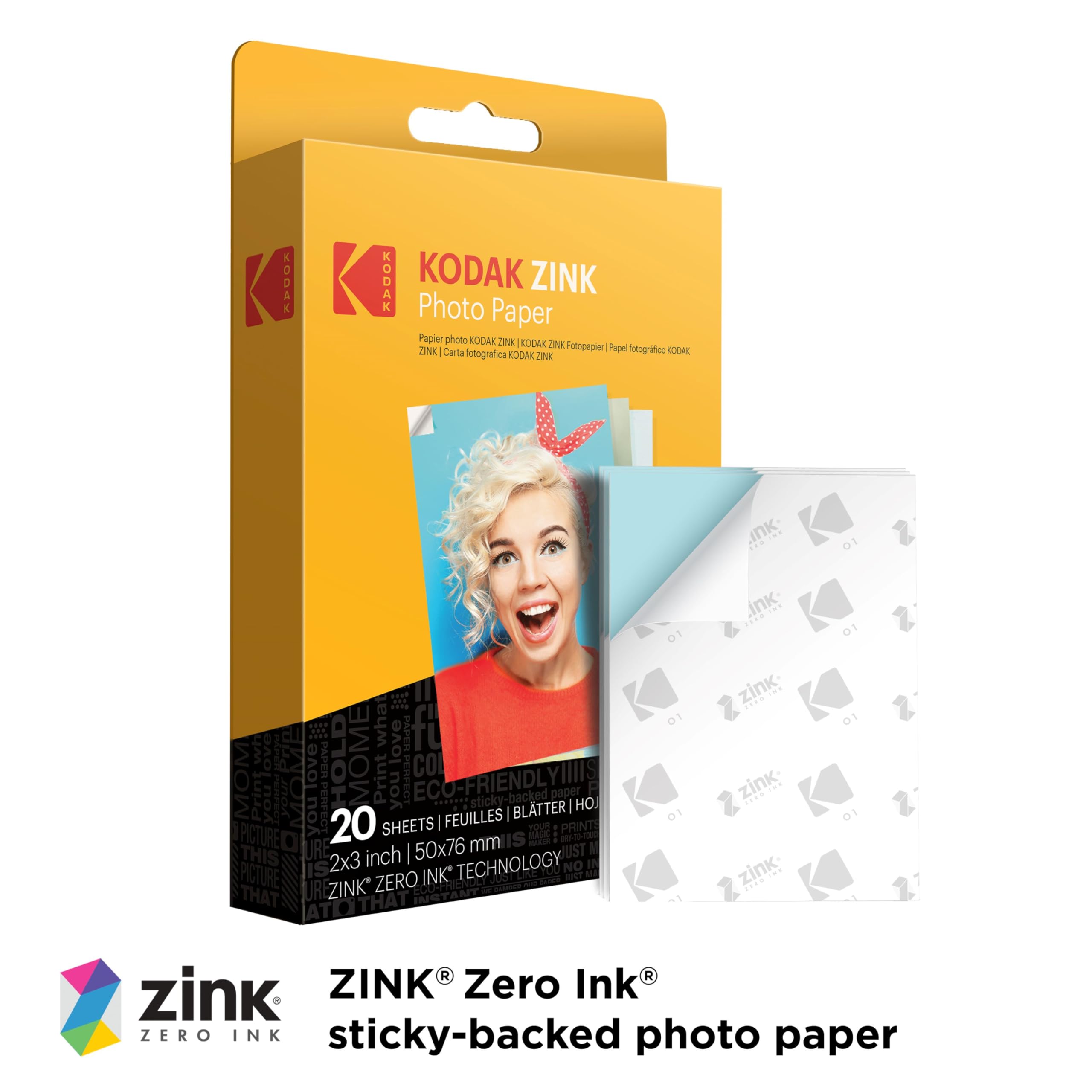 KODAK STEP プリンター 本体 + フィルム用紙20枚付き Kodak Step Slim Wireless Mini Photo Printer Kit, 20 Pack 2x3