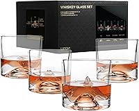 Vista 11 de LIITON Mont Blanc - Juego de regalo de 2 vasos de whisky de cristal pesado, vaso de bourbon grueso congelable de 1 libra cada uno, regalos de whisky