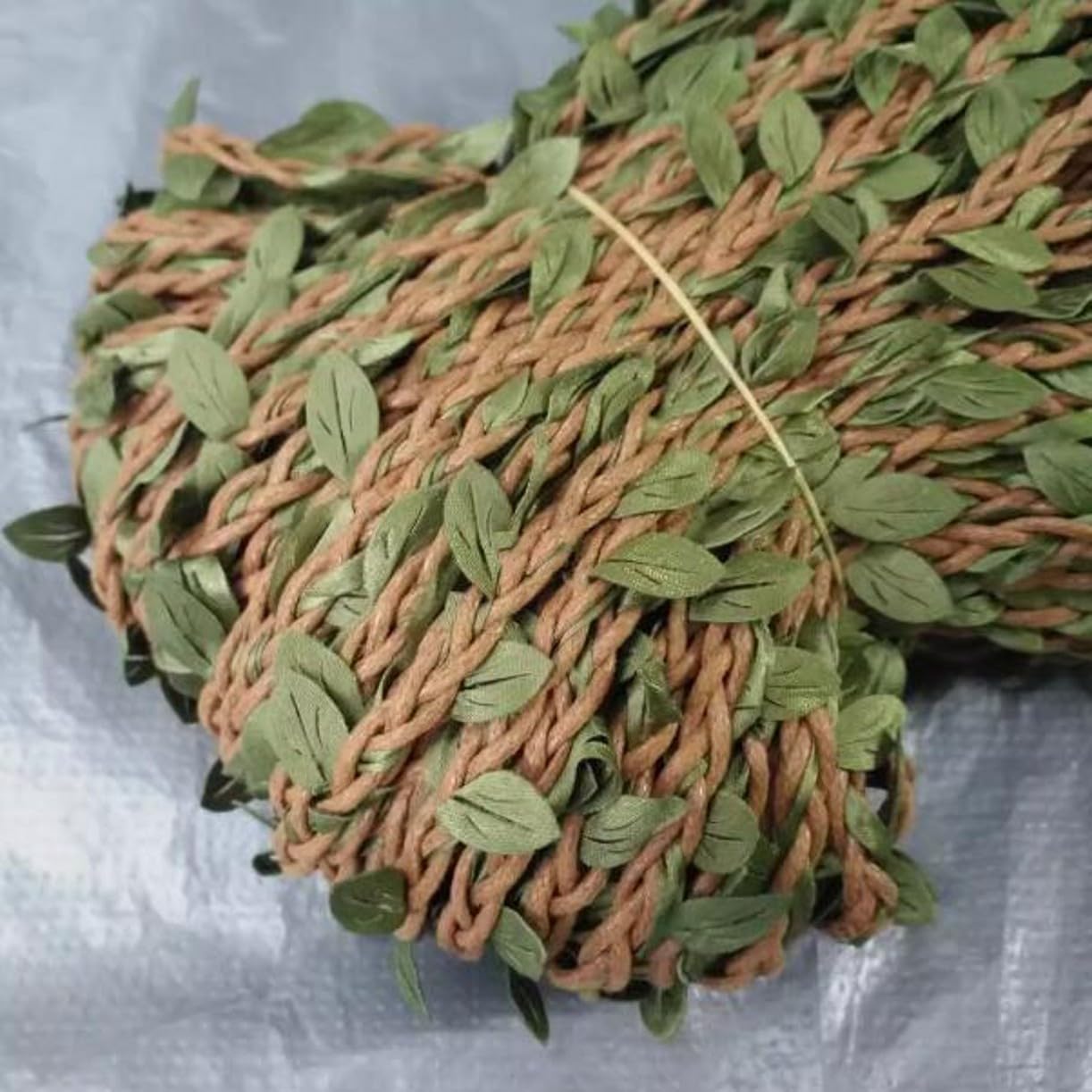 Natural Jute Twine, 328 Feet/100 Meters (6mm Brown stem) Burlap Leaf Ribbon, As Show