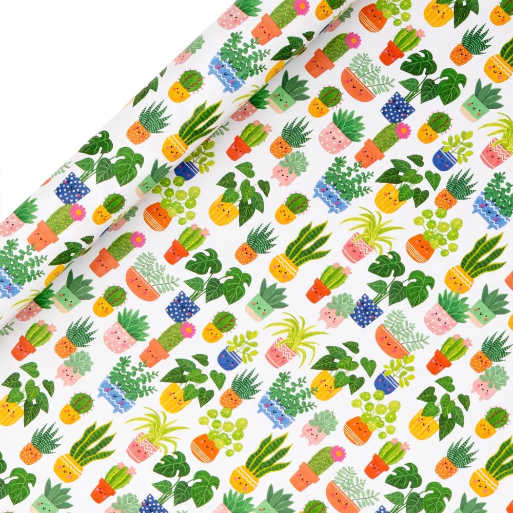 Glick - Planty Pals Wrapping Paper Roll, for Birthdays and Other Celebrations, Gift Wrapping, Arts & Crafts, 4 metres x 70 cm, Green