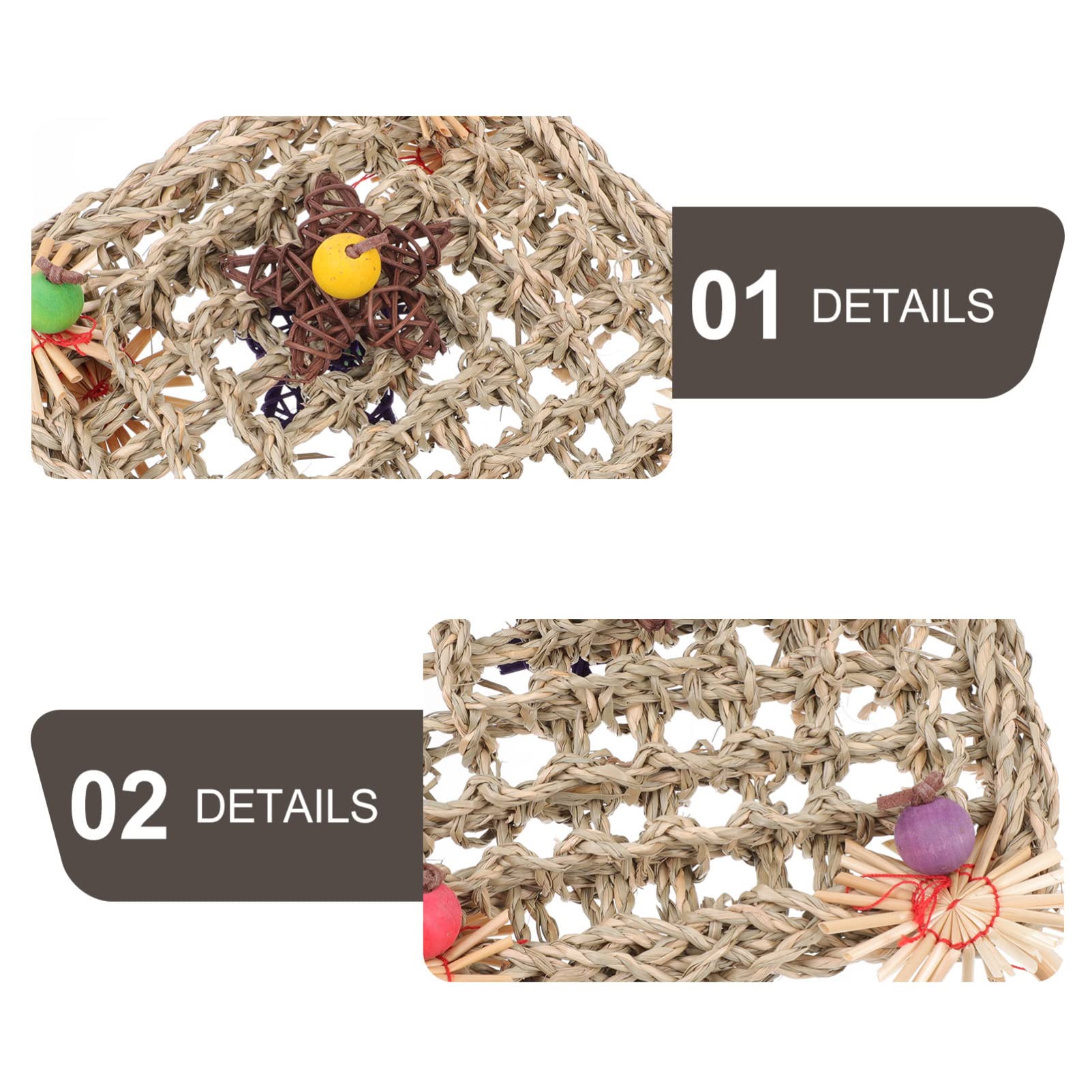 BESPORTBLE 3pièces Parfait Voici Le Titre pour Votre Produit Jouet pour Perroquet Filet Herbe Tissé pour Oiseaux à Mâcher Et Grimper Accessoire Amusant pour Oiseaux De Compagnie