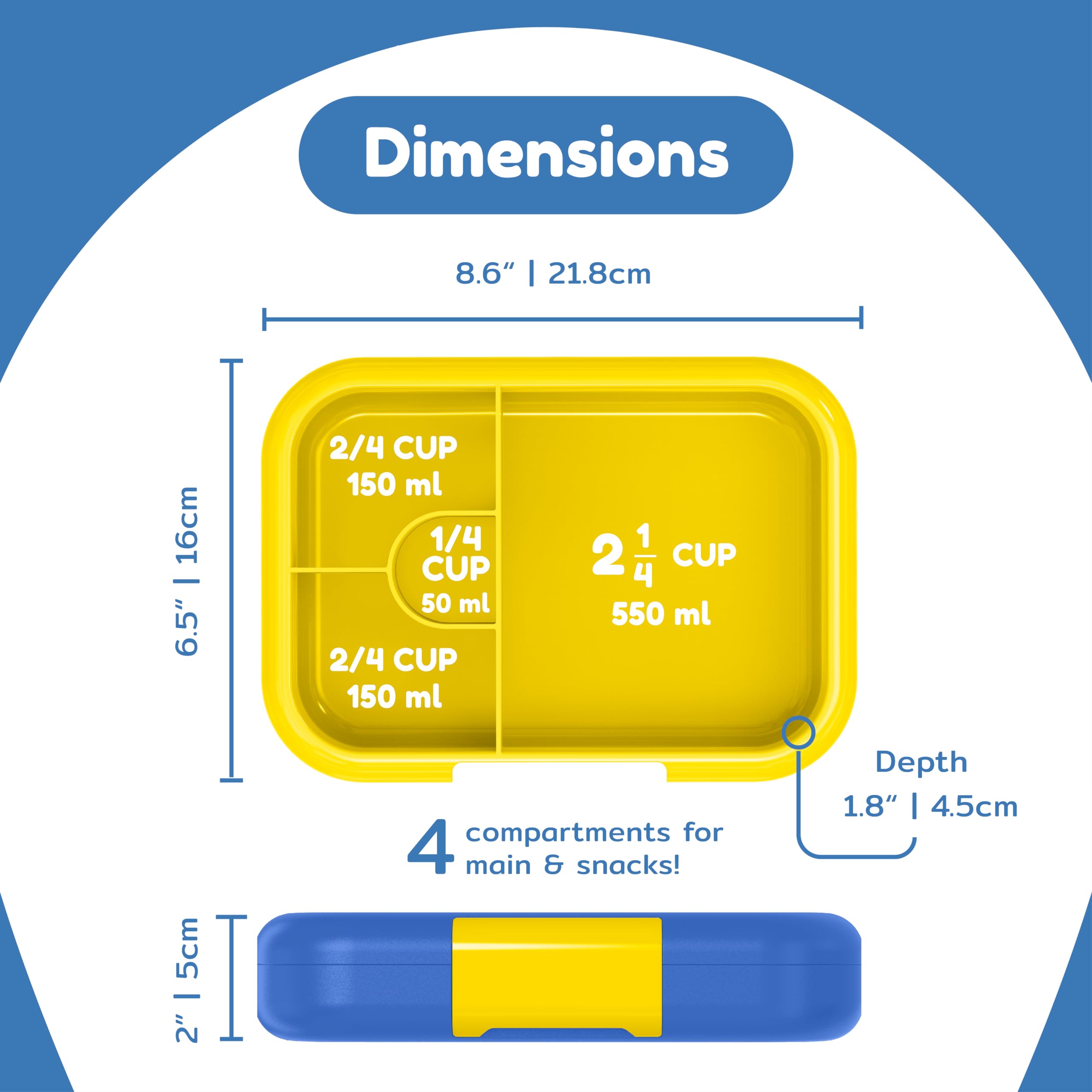 Boîte à Goûter Bento BOZ Enfant - 4 Compartiments Étanches, Isotherme, Lave-Vaisselle - Lunch Box Garderie