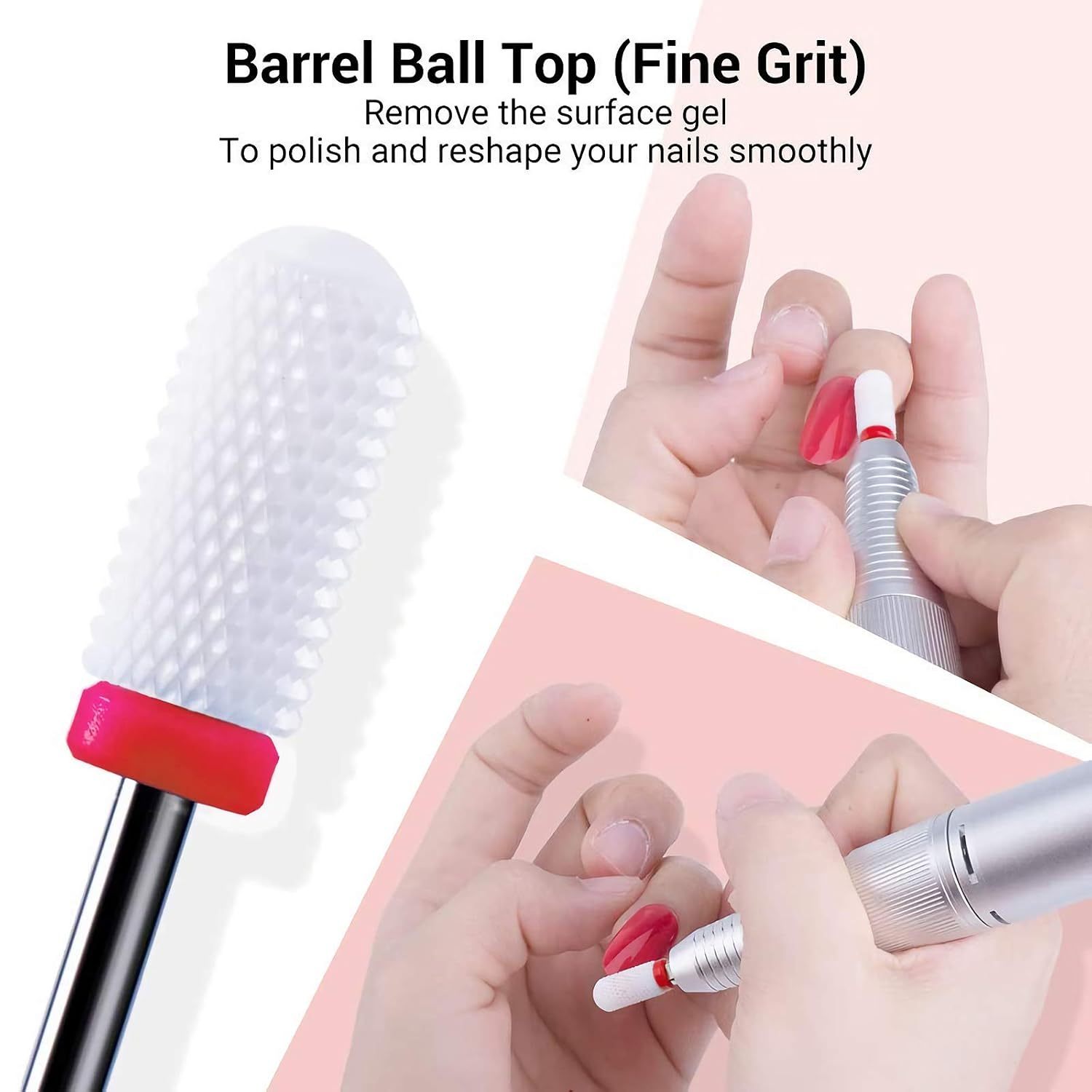 MELODYSUSIE Ceramic Nail Drill Bits Set, 3/32'' (2.35mm) Professional Acrylic Nail File Drill Bit for Manicure Pedicure Cuticle Gel Nail Polishing 5Pcs