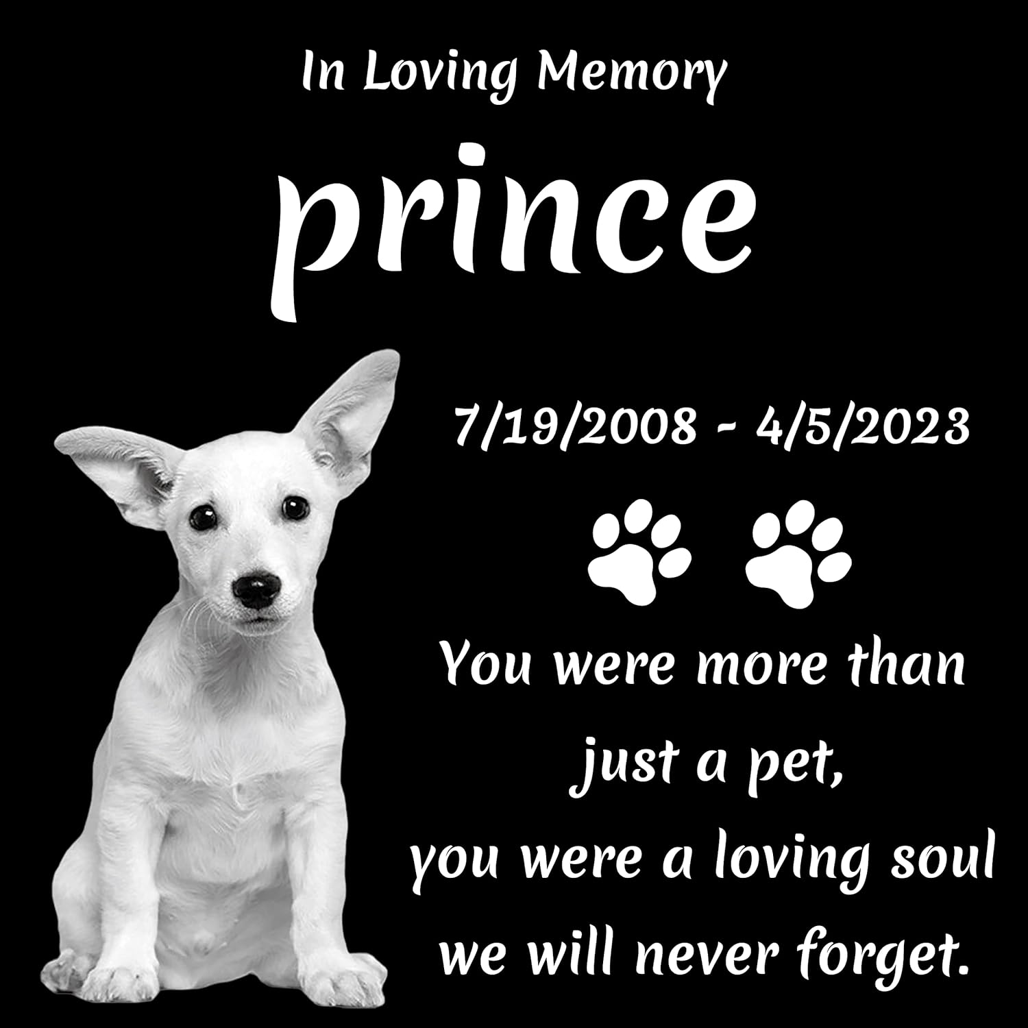 Dog Memorial Laser Engraved Stone Black Granite Stone Dog Headstone Pet Memorial Stone Dog Memorial Marker with Picture, Customized (B)