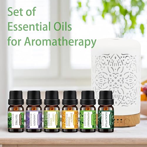 Miniatura 3 de Earnest Living Difusor de aceite esencial, difusor de cerámica blanca, temporizador de 3.4 fl oz, luces nocturnas y función de apagado automático,