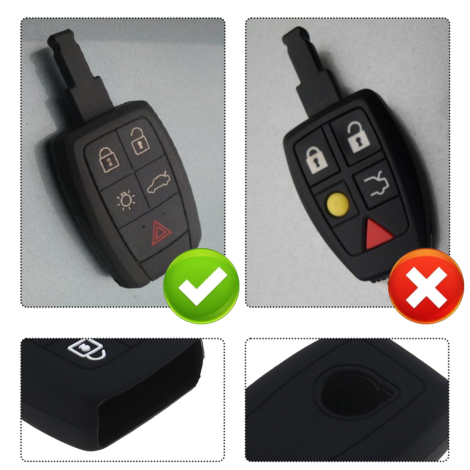 Hoes Autosleutel 5 Knop Lederen Afstandsbediening Sleutel Case Shell Cover Skin Houder Voor Volvo XC90 C70 S60 D5 V50 S40 C30