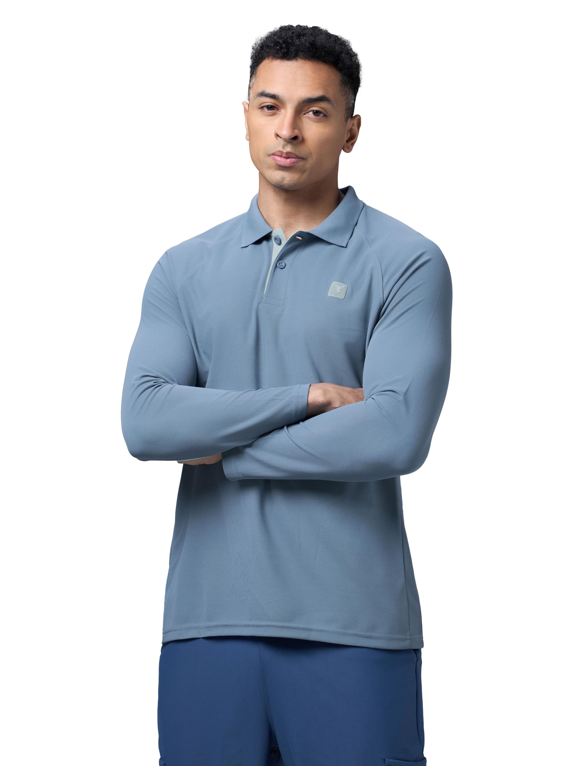 technosport Men's Slim Fit Color Block Full Sleeve Polo T-Shirt with Matpiq, UPF50+, Techno Dry for Sports, Running & Regular Use-picture-44