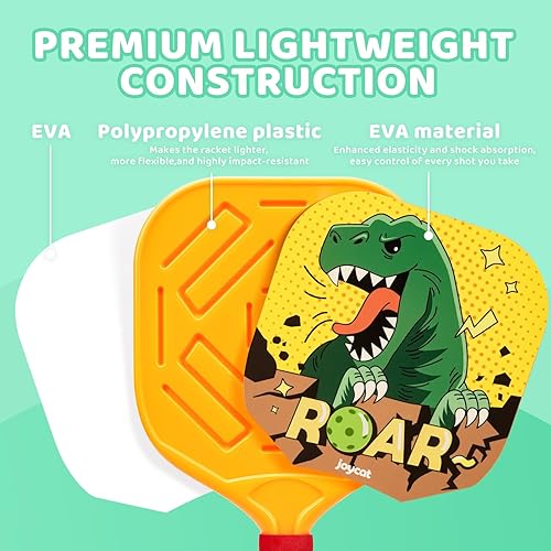 Miniatura 7 de Joycat Juego de 2 palas de pickleball para niños, de plástico ligero con agarre pequeño, 2 bolas de pickleball, 1 bolsa con cordón, regalo deportivo