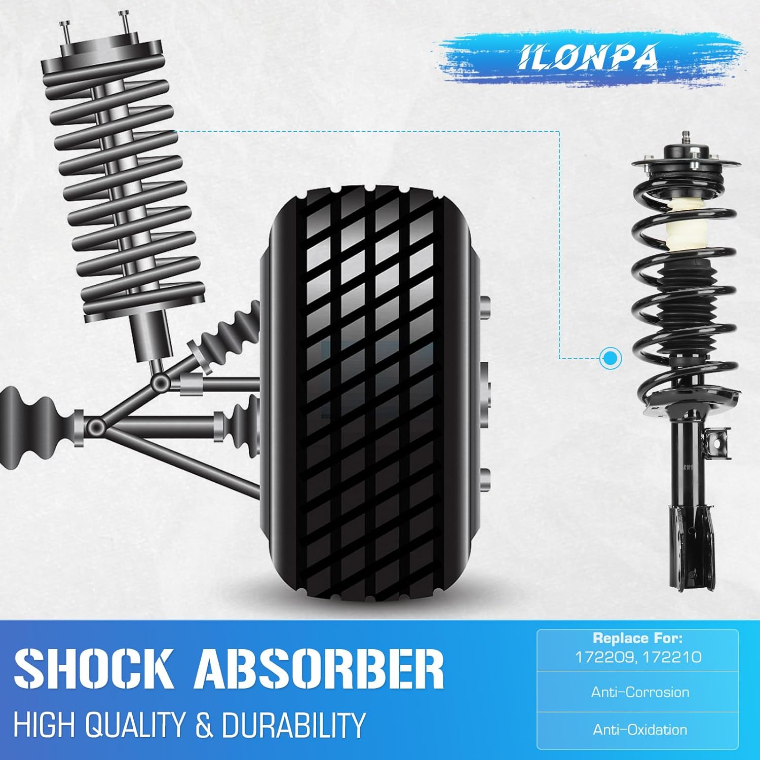 Front Quick Struts Shocks Suspensions w/Coil Springs for 2005-2006 Chevrolet Equinox / 2006 Pontiac Torrent, Strut Shock Absorbers Assembly Replace 172209 172210