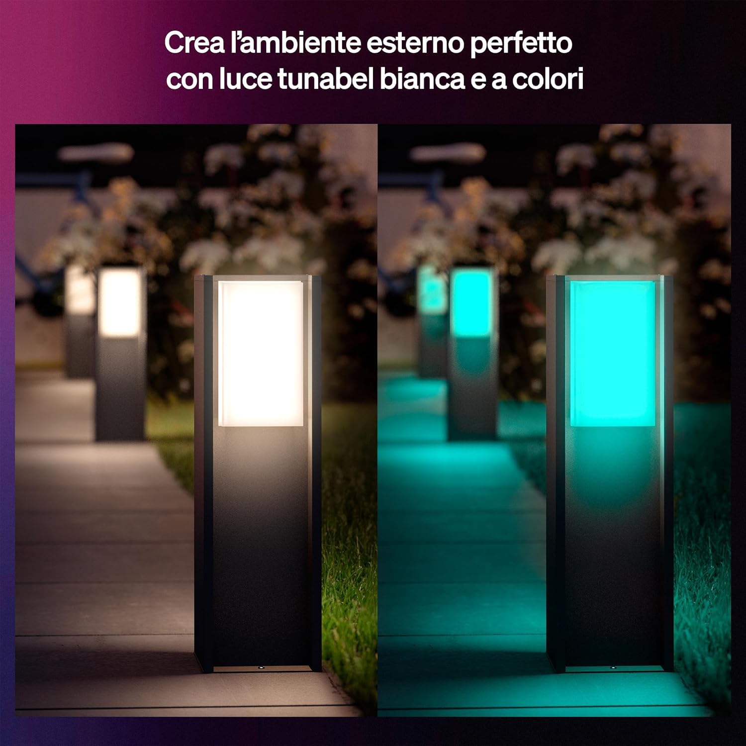 Philips Hue Turaco Palo da Terra per Esterni, Luce Smart Tunabel Bianca e Colori, Luminosità 1.100 lm, Lampadina A60 Inclusa, Regolabile, Resistente a Intemperie IP44, Compatibile con Matter, Zigbee