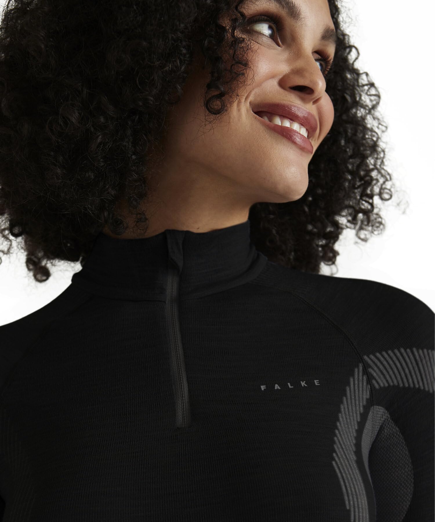 Falke Donna Wool-Tech Zip Maglia Sportiva Tecnica Manica Lunga Intimo Funzionale Termico per Clima Freddo Traspiranti termoregolanti antiodore sostenibili Lana Filo Funzionale 1 Pezzo | in lana merino per temperature da fredde a molto fredde