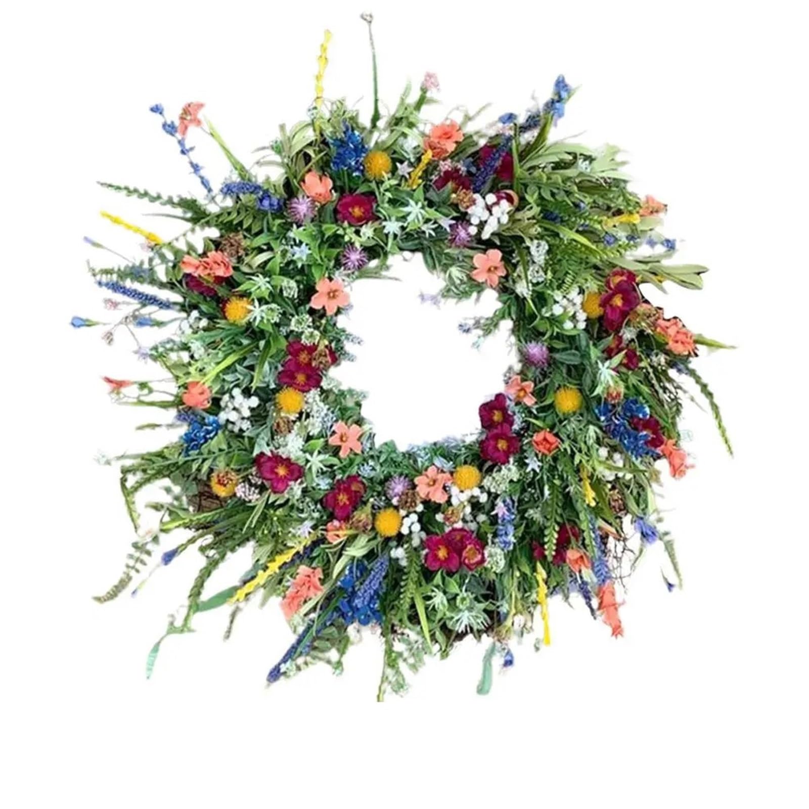 Door Wreath Wildflower Wreath Front Door Dried Flower Ranunculus Fresh Green Plant Eternal(35cm)