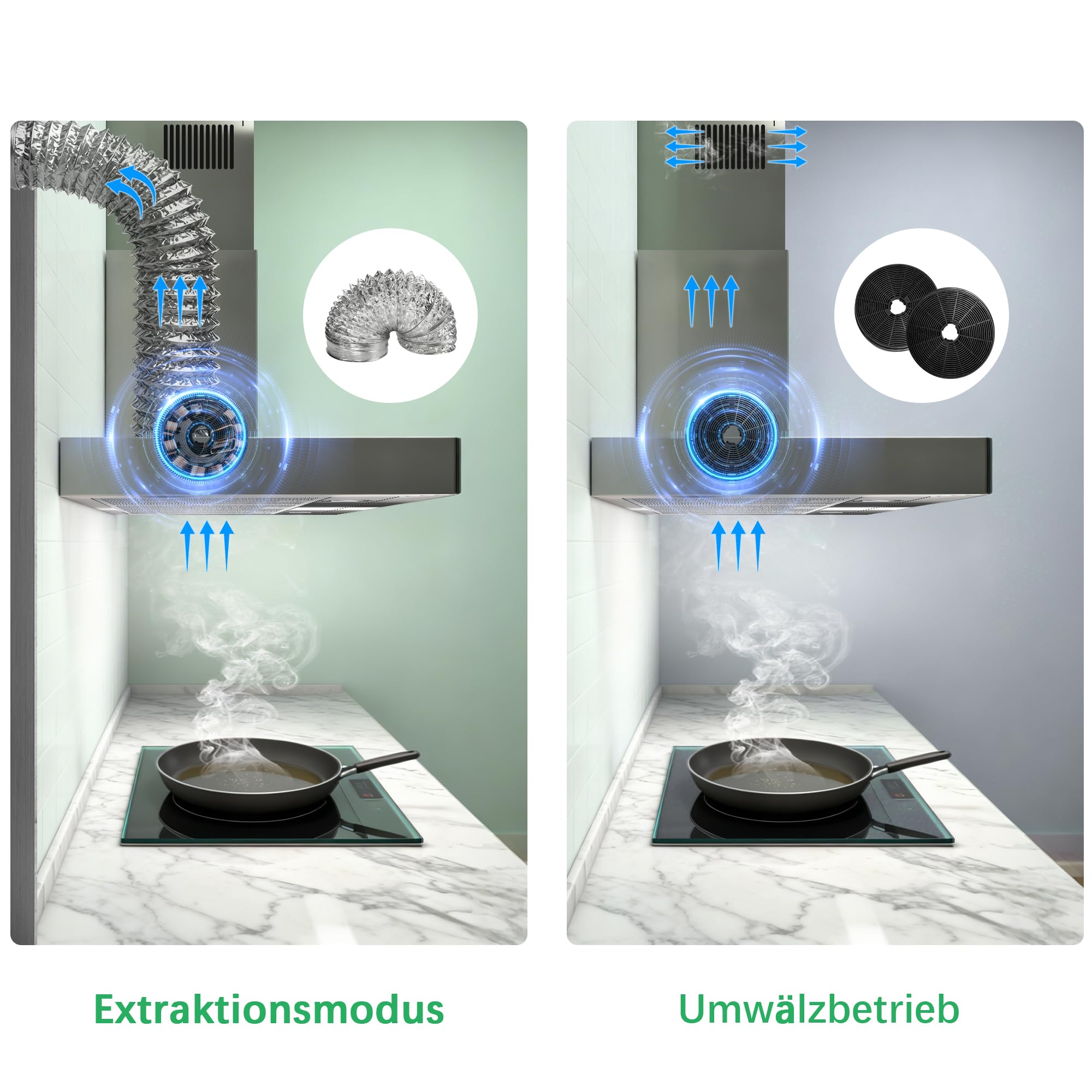 Campana extractora de 90 cm, 650 m³/h, control por gestos y táctil, LED, A+