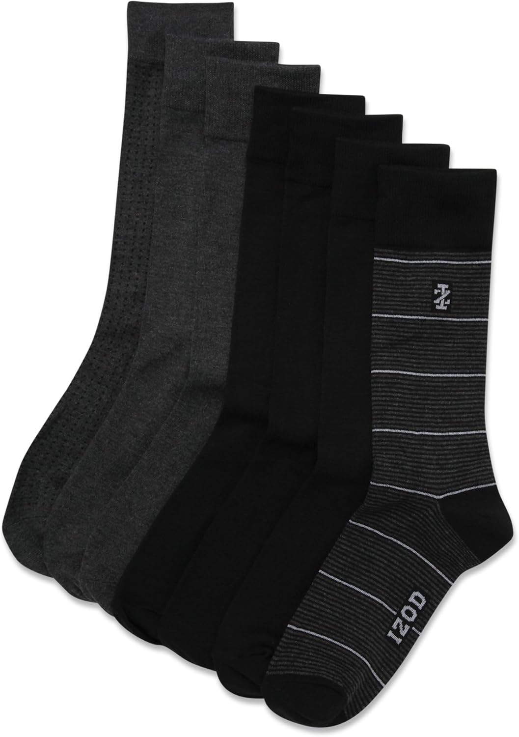 IZOD Mens Dress Socks - 7 Pack Lightweight Moisture Wicking Stay Up Cuff Crew Socks for Men for Casual Business Formal Wear, Size 6-12.5, Black Assorted - Image 4