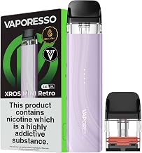 Vaporesso Xros Mini Retro [Baby Purple] Vape Kit - 1000mAh Built-In Battery, COREX 3.0 Tech, 18W Max, Led Light Indicator, Compatible with XROS Pods, Top Fill, 2ml Capacity, No Nicotine