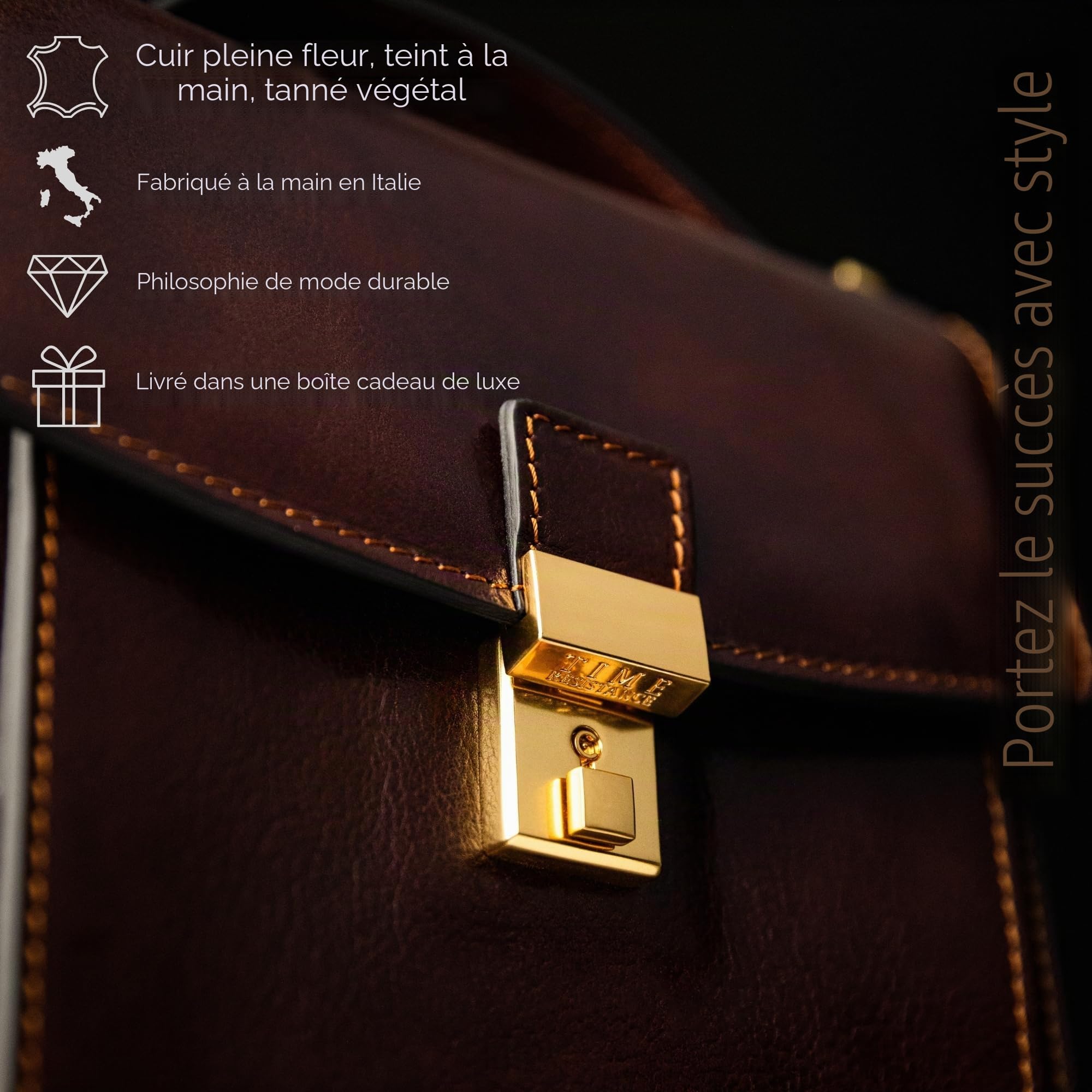 Time Resistance - Petite mallette en cuir pour homme - Sac Bandoulière