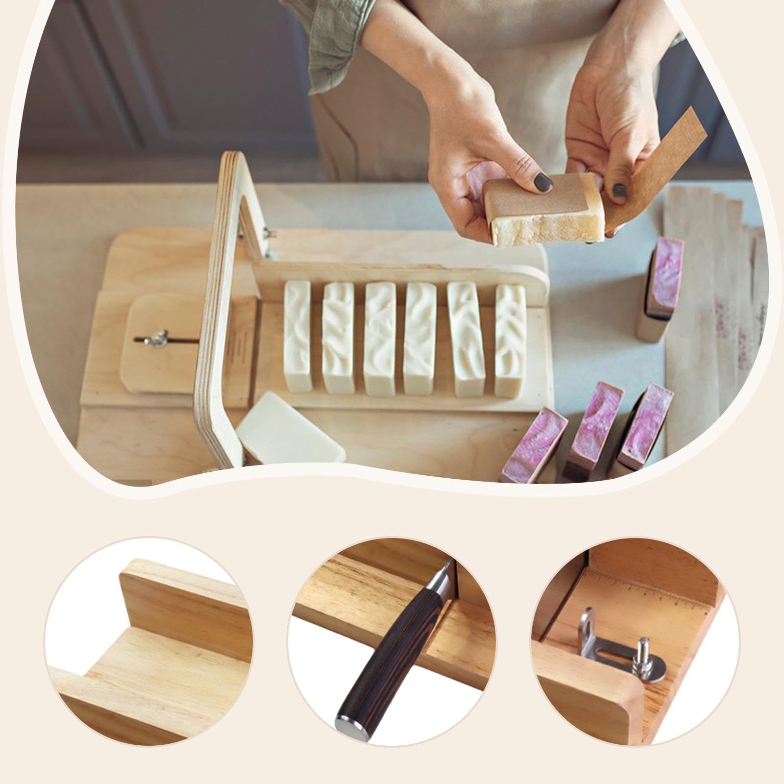 Cortador de Jabón de Madera con Escala, Máquina Cortadora de Jabón para Velas, Pasteles,