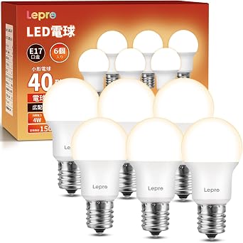 Lepro E17 LED Light Bulbs, 40W, 440lm, Warm White, 3000K, Non-Dimmable, Mini Krypton, Mini Lamp Type, Wide Light Distribution, High Color Rendering, PSE Certified, Enclosed Fixture, Energy Saving