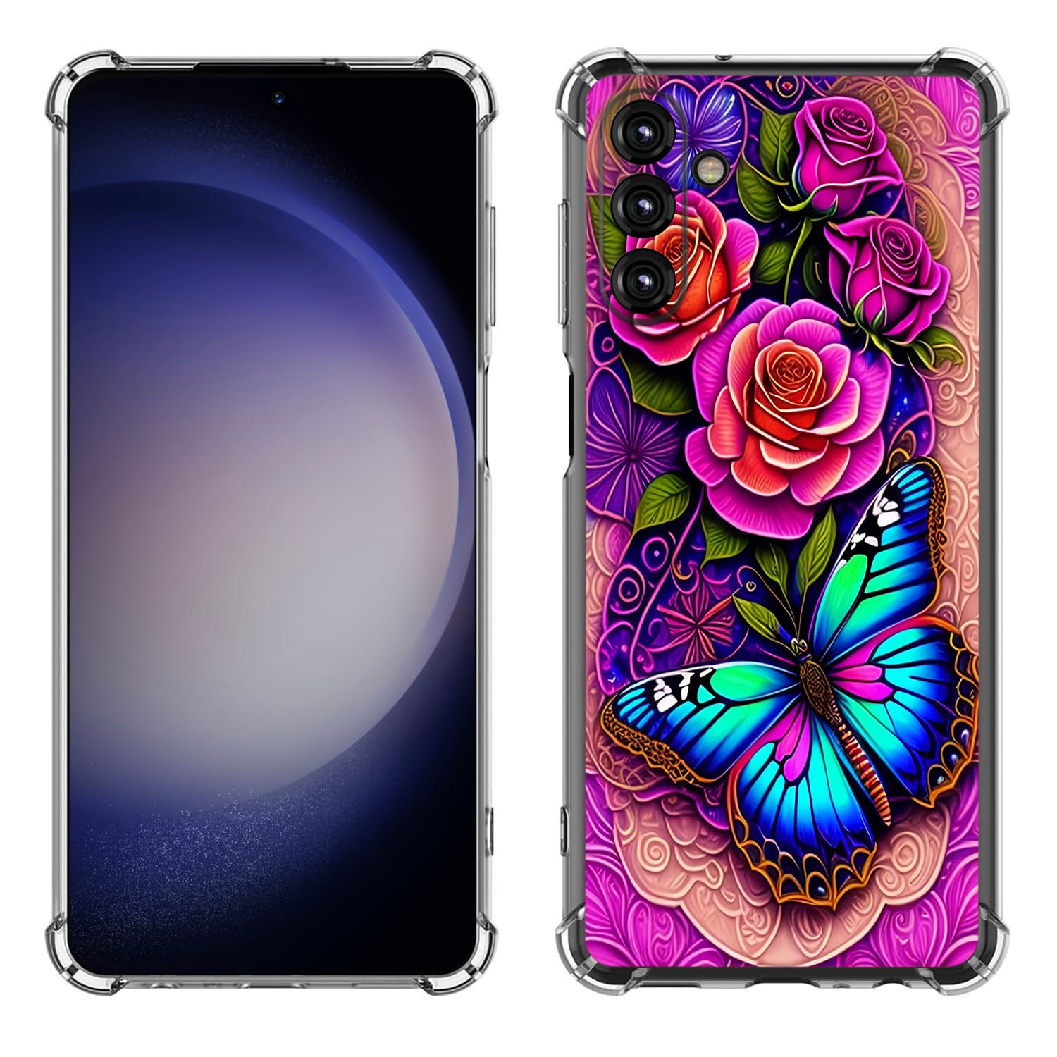 Coque Galaxy A55 5G antichoc Bcov avec motif papillon bleu - 6