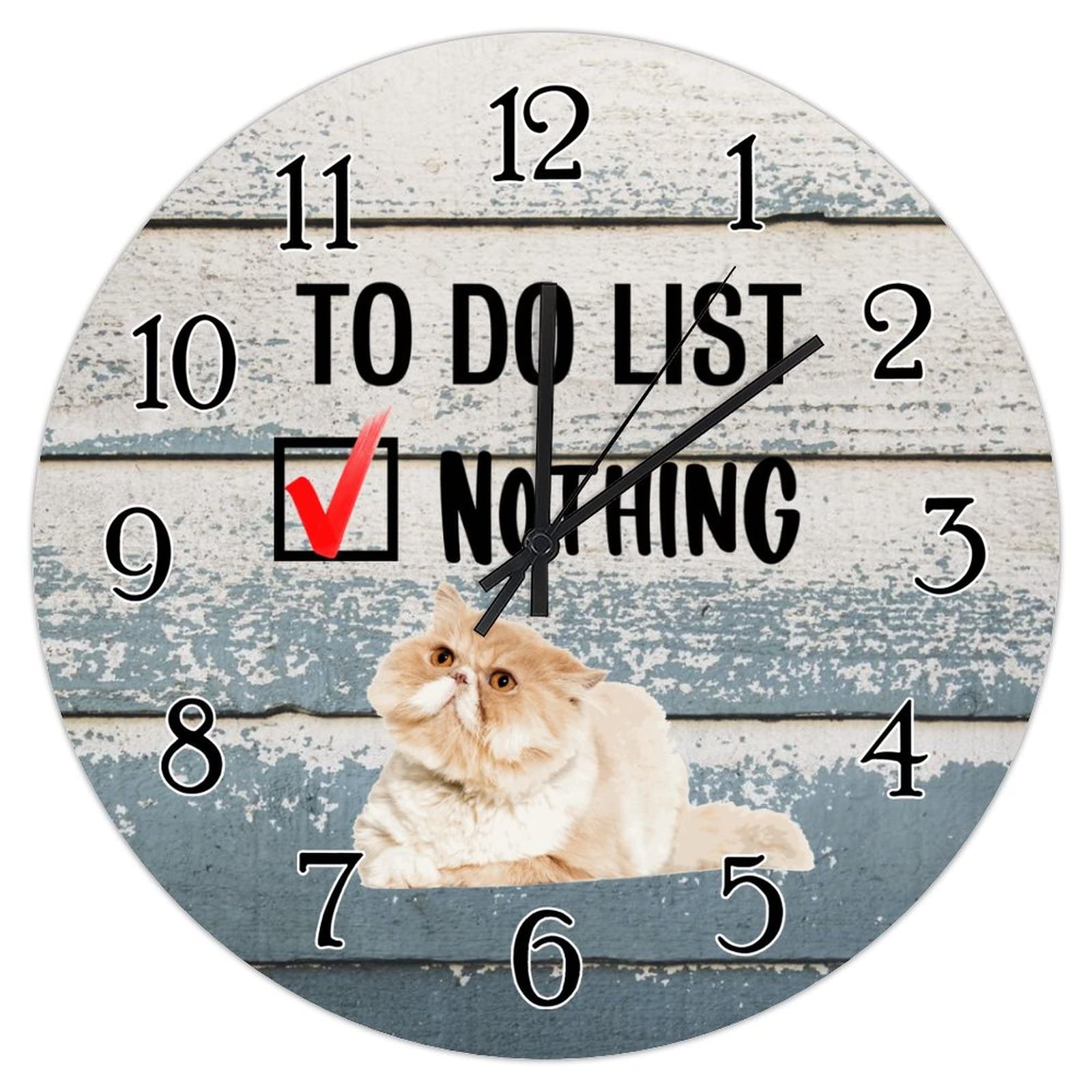 Horloge murale chat orange ronde sans tic-tac décoration suspendre