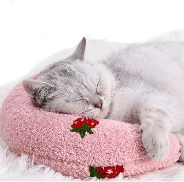 Pillow for Cat, Small Moon Pillow for Kitty, Ultra Soft Cat Pillow Sleeping Improve, 10x6x2 Inch, Machine Washable, Quick-Drying, for Cats & Small Dogs Pink