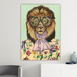 Mister Lion Pop Art Quadro Canvas - Pronto Da Appendere - Kit Montaggio Quadro Incluso - Arredamento Arte per Soggiorno Salotto
