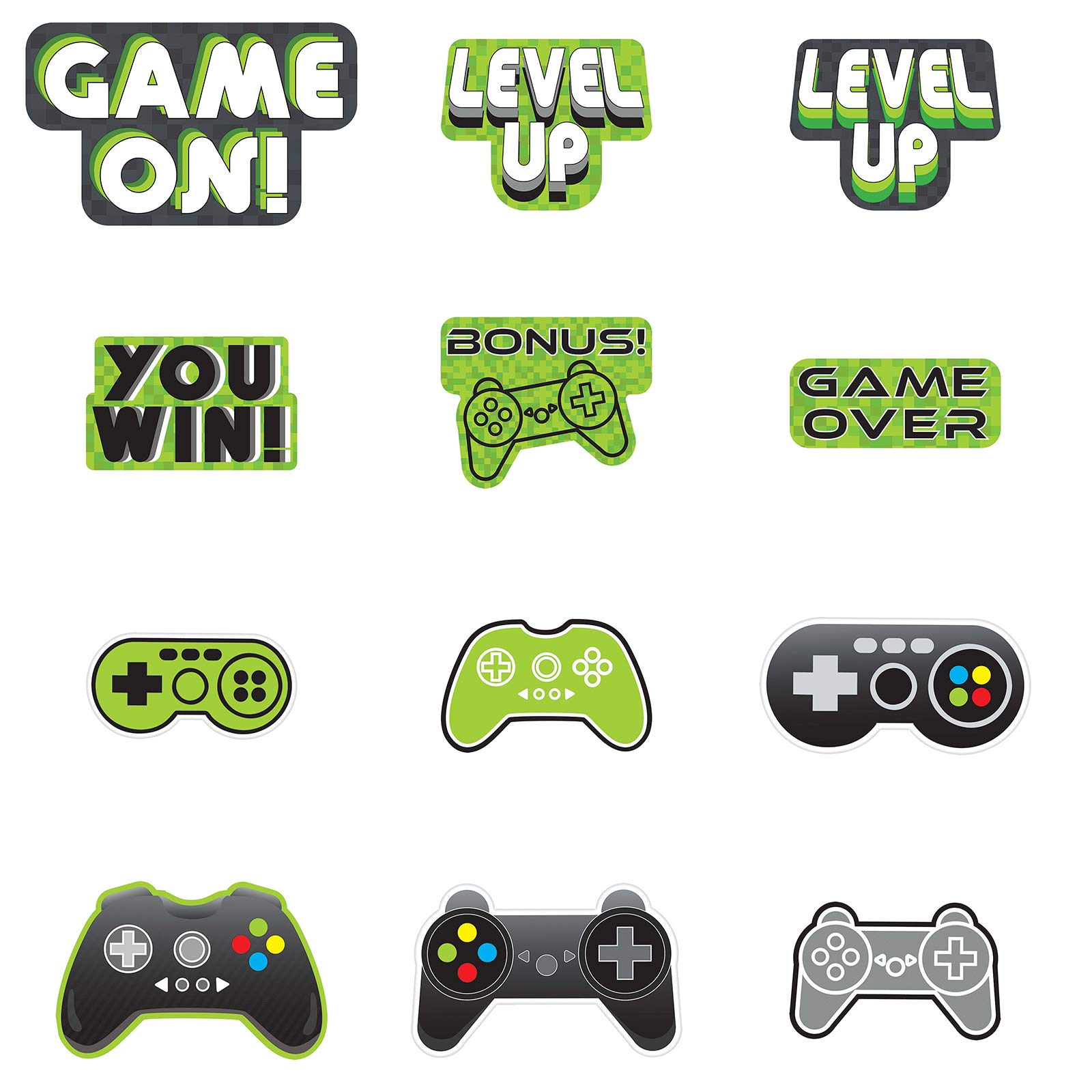 Amscan 190811-55 - Level Up Gamers Kids Birthday Party Cut-Outs Decorations - 12 Pack