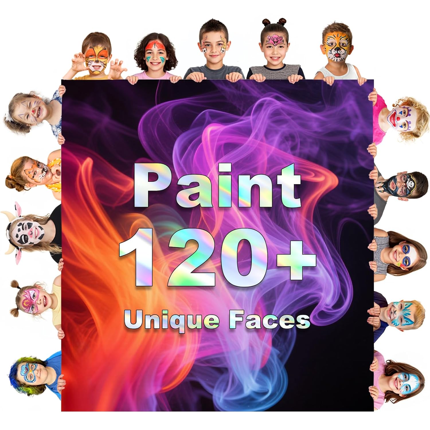 Face Painting Kit for Kids, 36 Colors XL Face Paint Makeup Palette, Non-Toxic and Hypoallergenic| with Stencils, Book, Easy to Use and Safe for Kids, Fun for Halloween, Party, School Event - Image 8