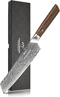三徳包丁 牛刀包丁 Nanfang Brothers VG10+ダマスカス 67層 切れ味良い 多機能 料理器具 肉・野菜・果物切り 家庭用 業務用 (【木製ハンドル】牛刀包丁, 198mm)