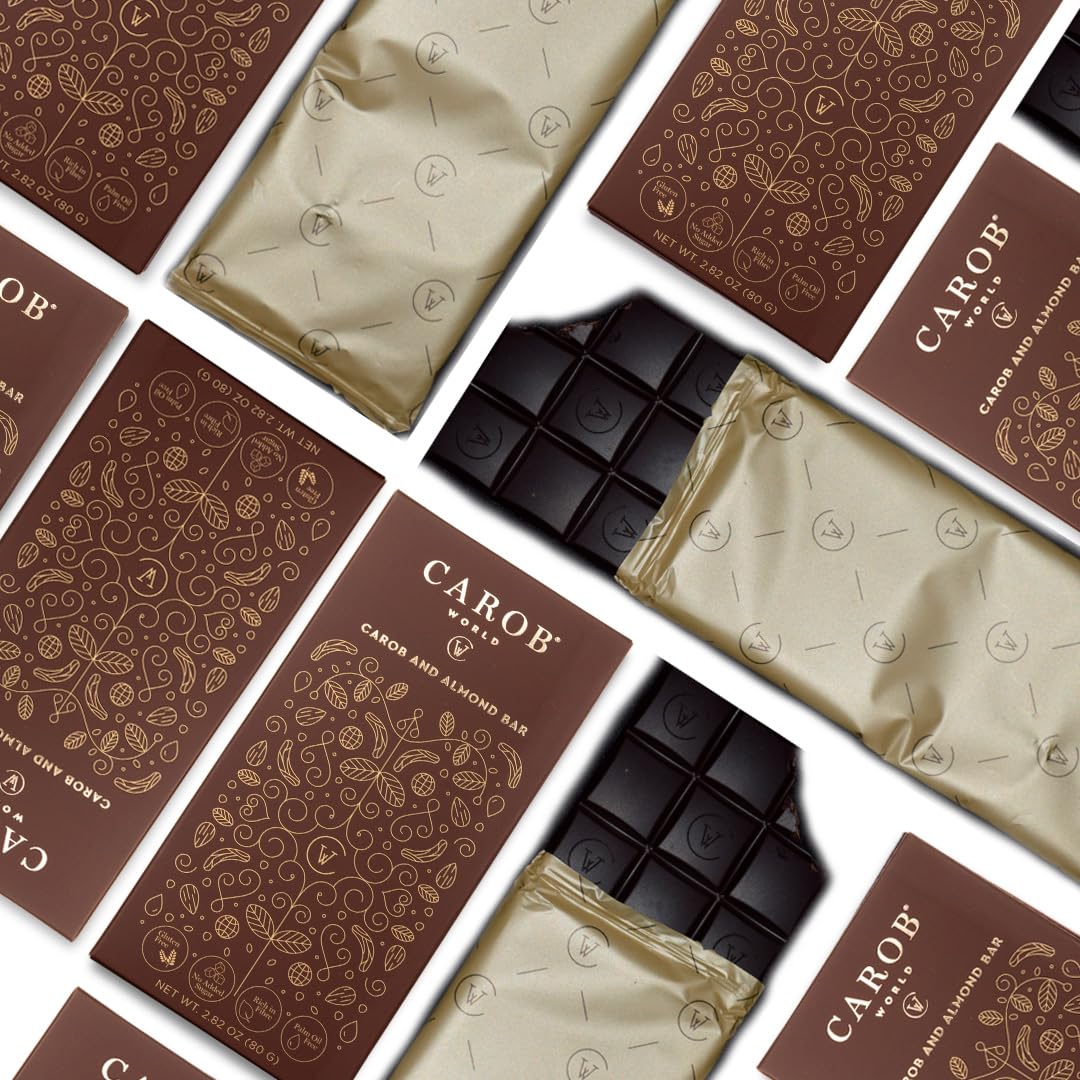 Carob and Almond Bar | Glutenfrei, Zuckerfrei und Vegan | (15 x 80g)