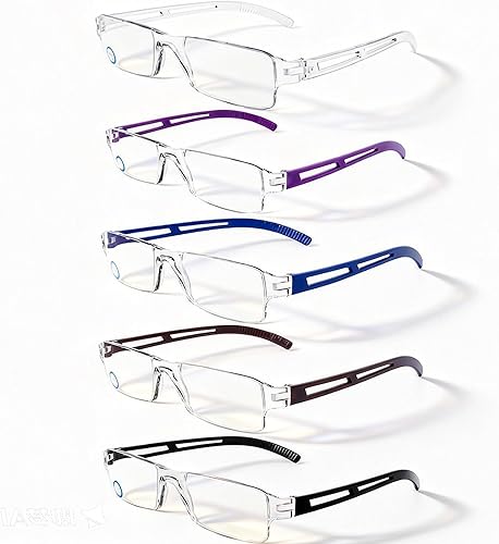 Miniatura 5 de AQWANO Anteojos de lectura sin montura para mujeres y hombres, bloqueo de luz azul para computadora, marcos transparentes, para lectores, filtro