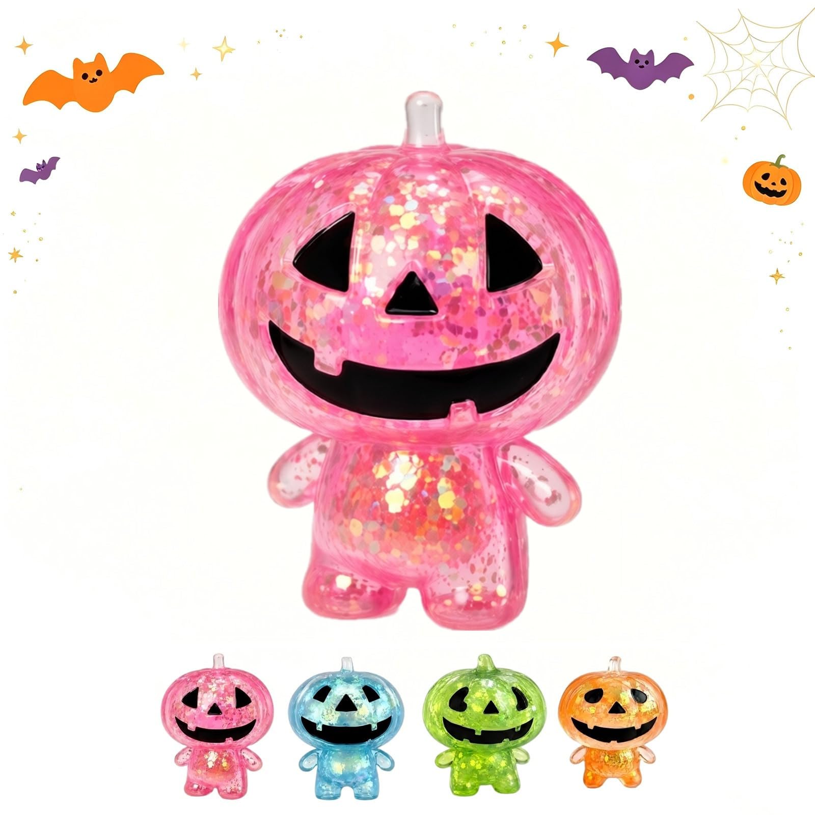 Squeeze Squishy Toys,Halloween Pumpkin Anxiety Sensory Stress Balls(Pink)