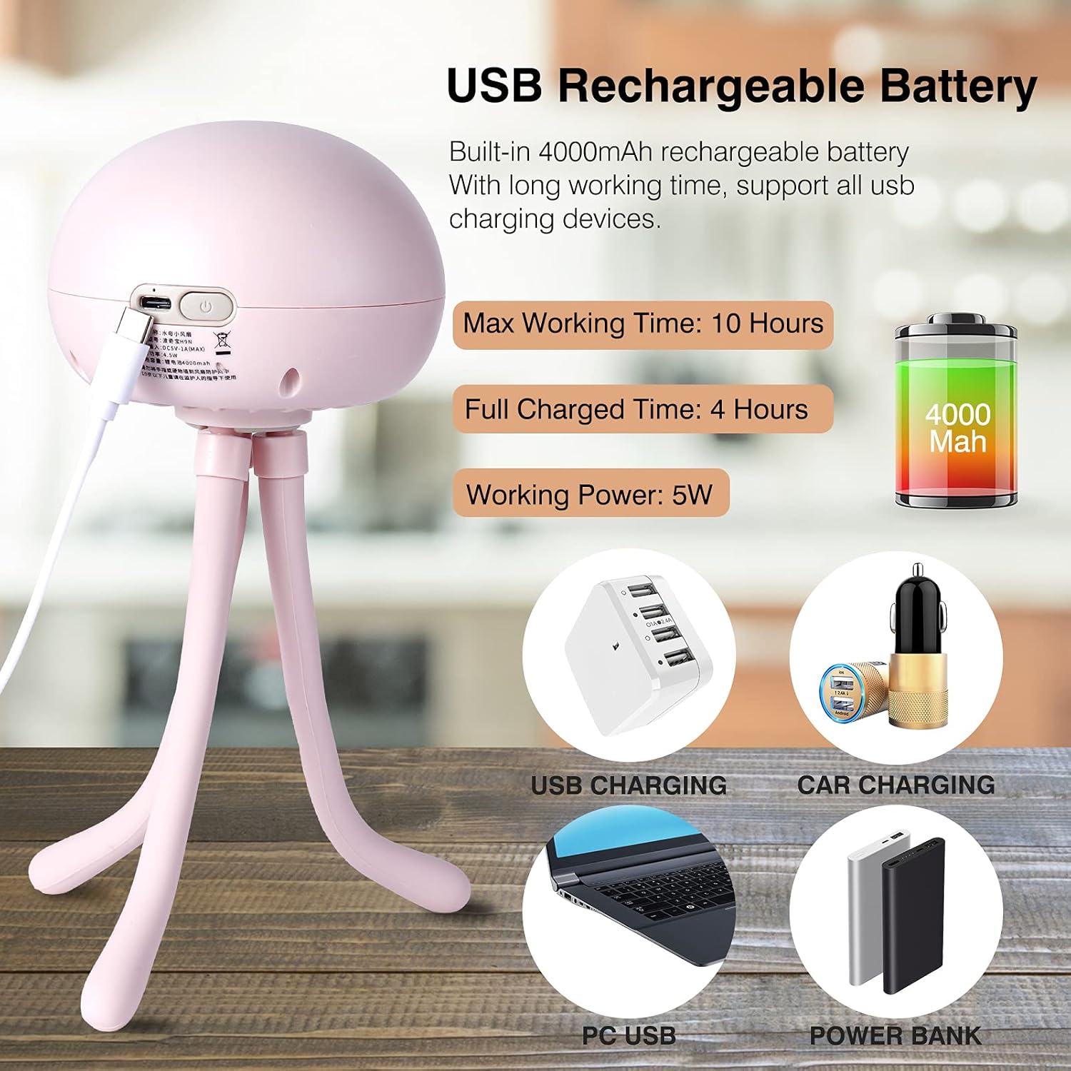 HOMIYES, 4000mAh Baby Stroller Cooling Fans Bladeless Flexible Tripod Clip with 3 Speeds,Portable Rotatable Handheld Personal Fan for Car Seat Crib Bike Treadmill : Baby