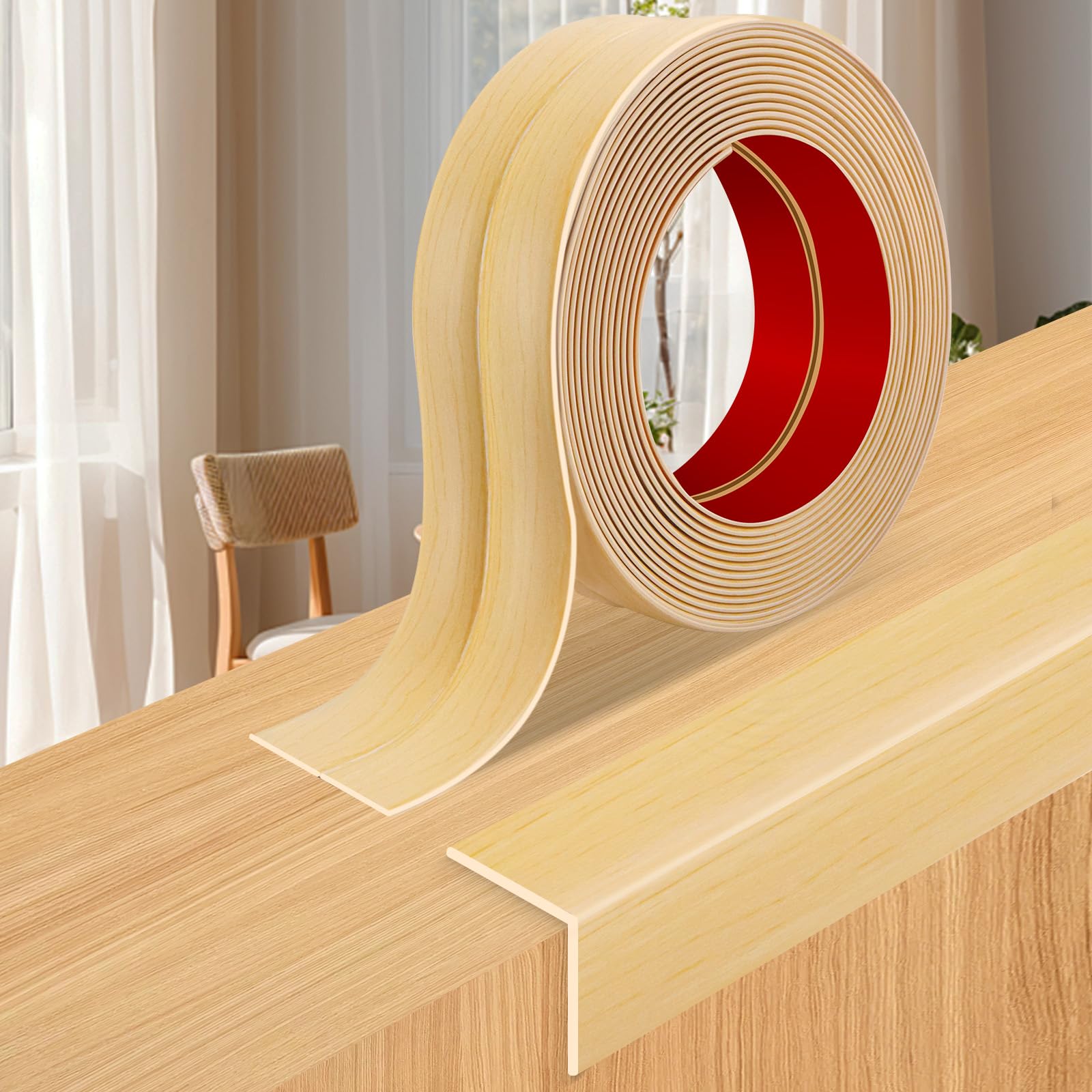 Corner Trim Flexible Moulding Trim Self Adhesive Wall Edging Strip Corner Protectors Wall Moulding for Tile Edging Ceiling (Original Wood, 2cm×12m)