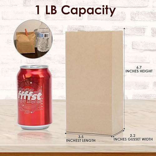 Miniatura 9 de Kslong 100 mini bolsas de papel blanco, pequeñas bolsas de papel para golosinas, bolsas de papel kraft para galletas, bocadillos, palomitas de maíz,