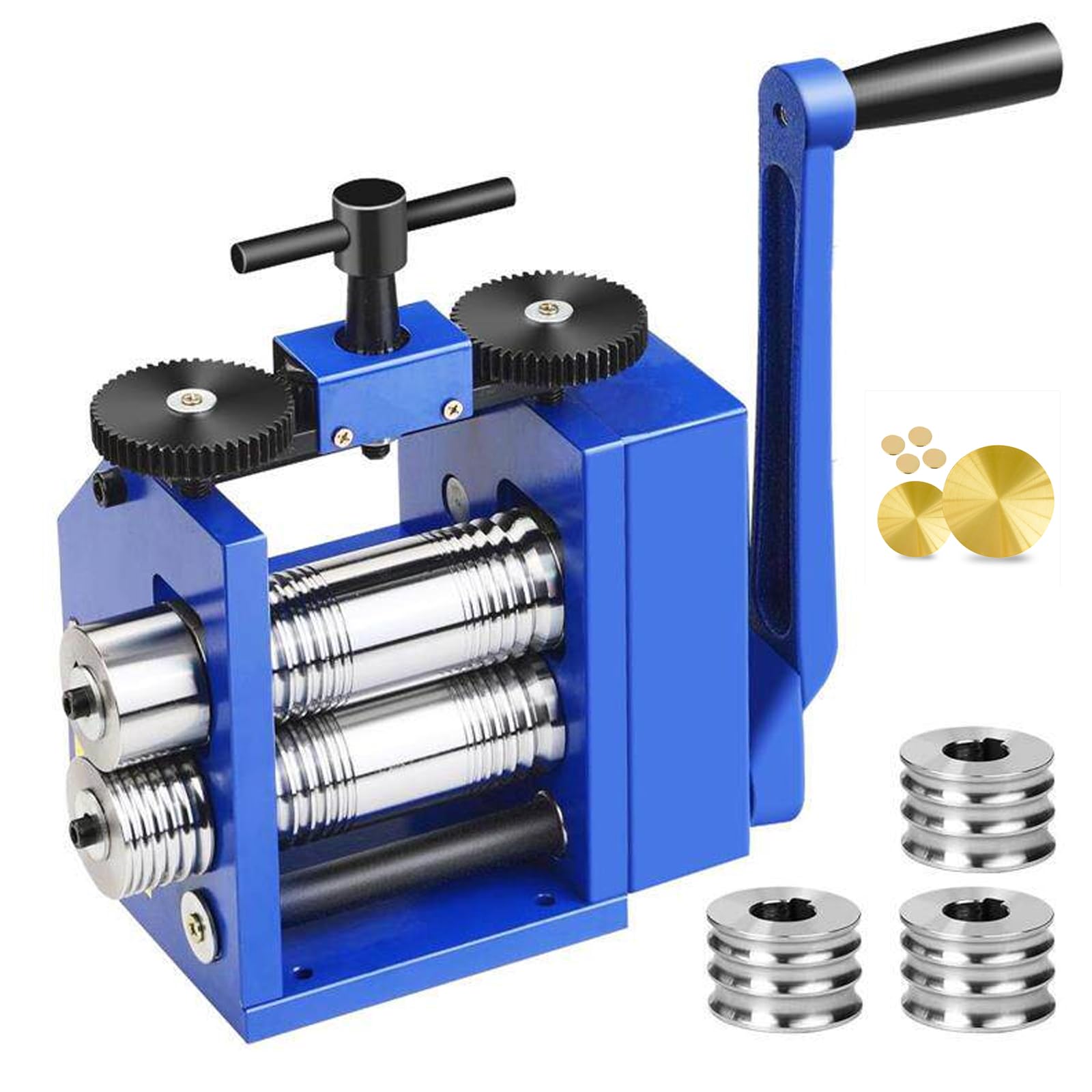 QYLTTDM Manual Combination Rolling Mill, Manual Rolling Mill Machine 40mm, Jewellery Press Tabletting Tool, For Metal Stretching, Printing Embossing Patterns Textures, Wire Shaping