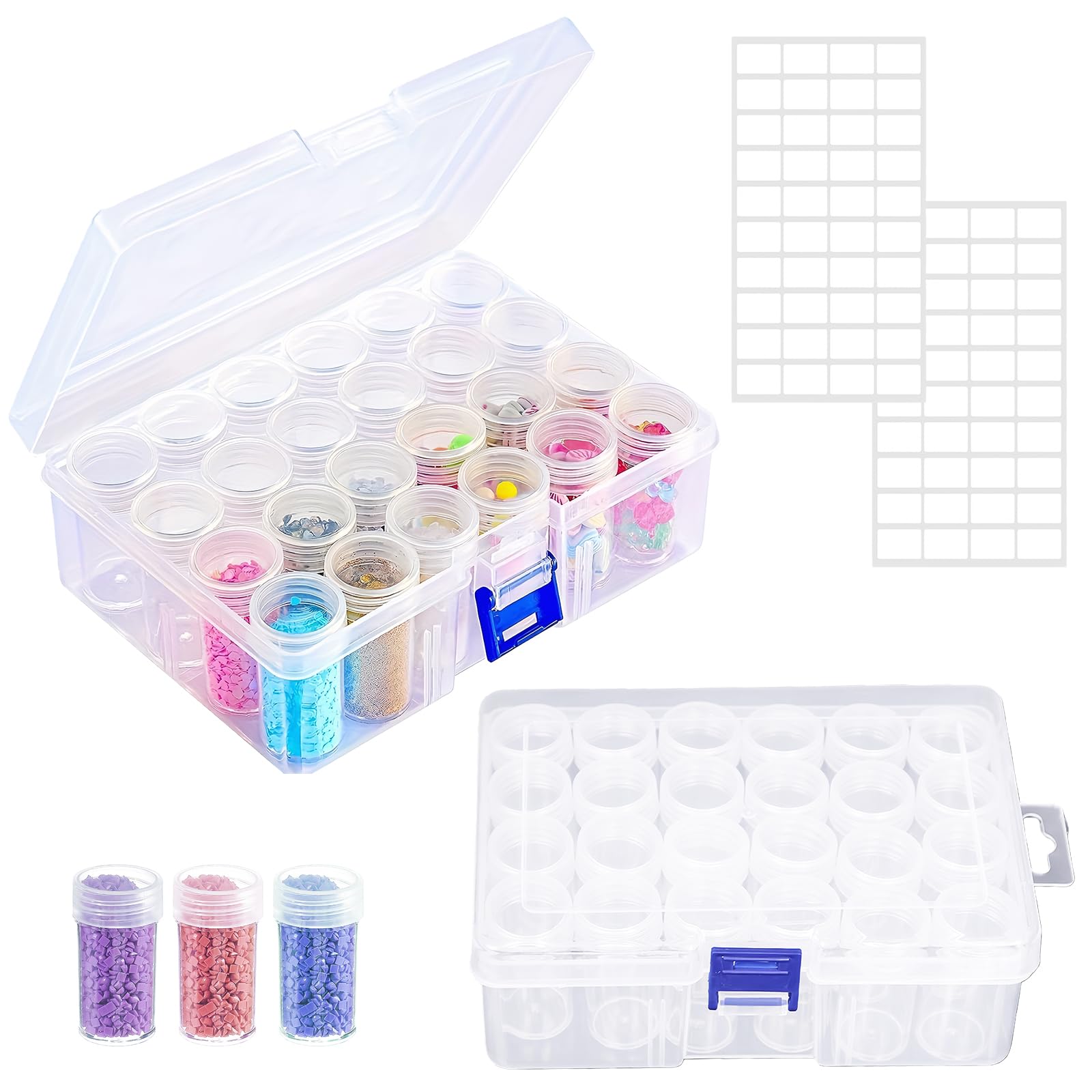 24 Slots Diamond Art Storage Box, 2 PCS Diamond Painting Accessories Kits