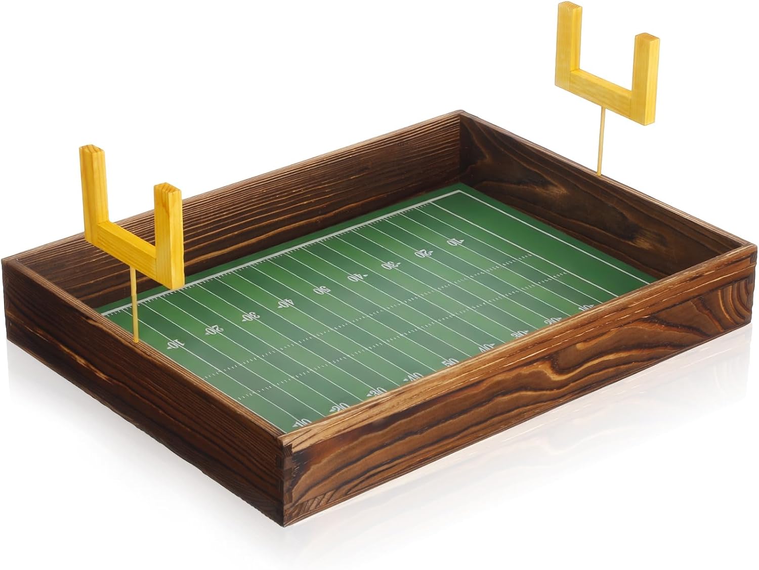 16x12 Inches Football Field Serving Tray, Reusable Wood Game Day Snack Tray for Tailgate, Sports Bowl Party, Appetizers & Desserts