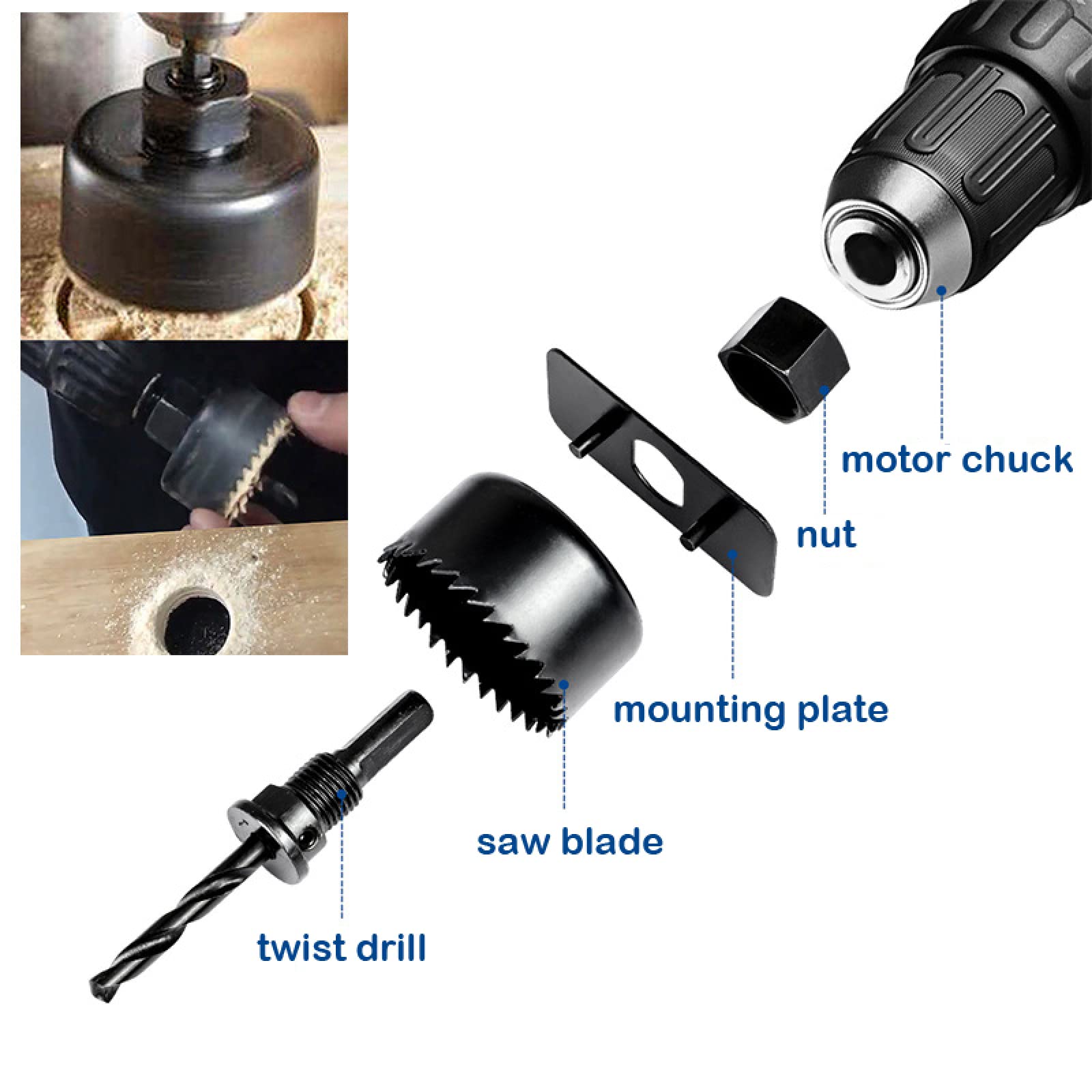 16 Pz 19-127mm Lavorazione Del Legno Sega A Tazza Set Punta Da Trapano In Acciaio Al Carbonio Foro Cutter Set Per Cartongesso Soffitto Legno Sega A Tazza Kit