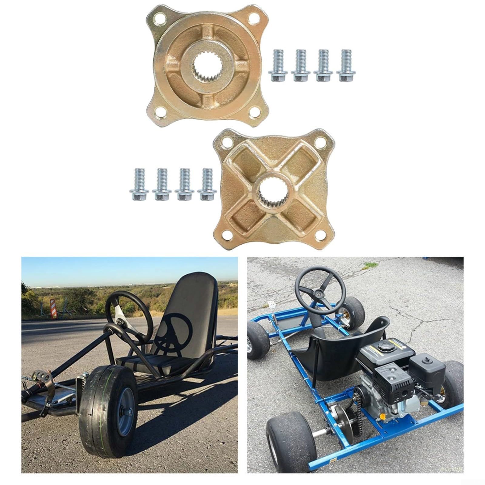 Asse posteriore a 24 denti a 4 perni per mozzo da 25 mm, cerchione in lega di acciaio per mozzo con distanza tra i bulloni da 78 mm 70 cc-150 cc per Dirt per bici Go Kart Drift Trike