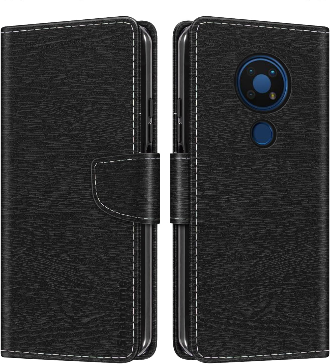 Leather Wallet Case Compatible with Nokia C5 Endi, Colorful Flip Cover with Card Holders Magnetic Closure Full Protection Shell(Black)