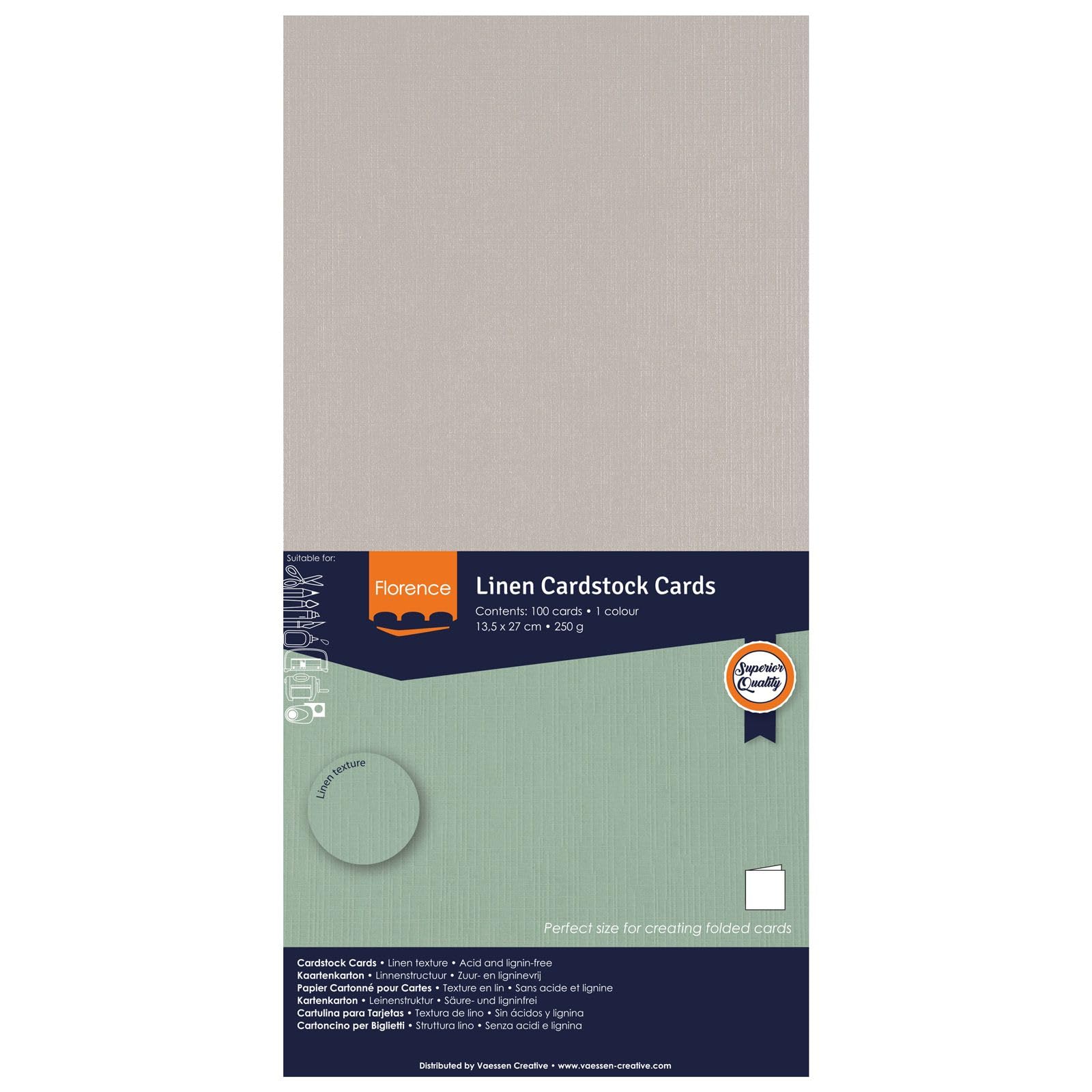 Florence Linen Cardstock 10.6 x 5.3 Inches Grey (Rhino), 100 Sheets of 250 GSM Coloured Paper - Image 4
