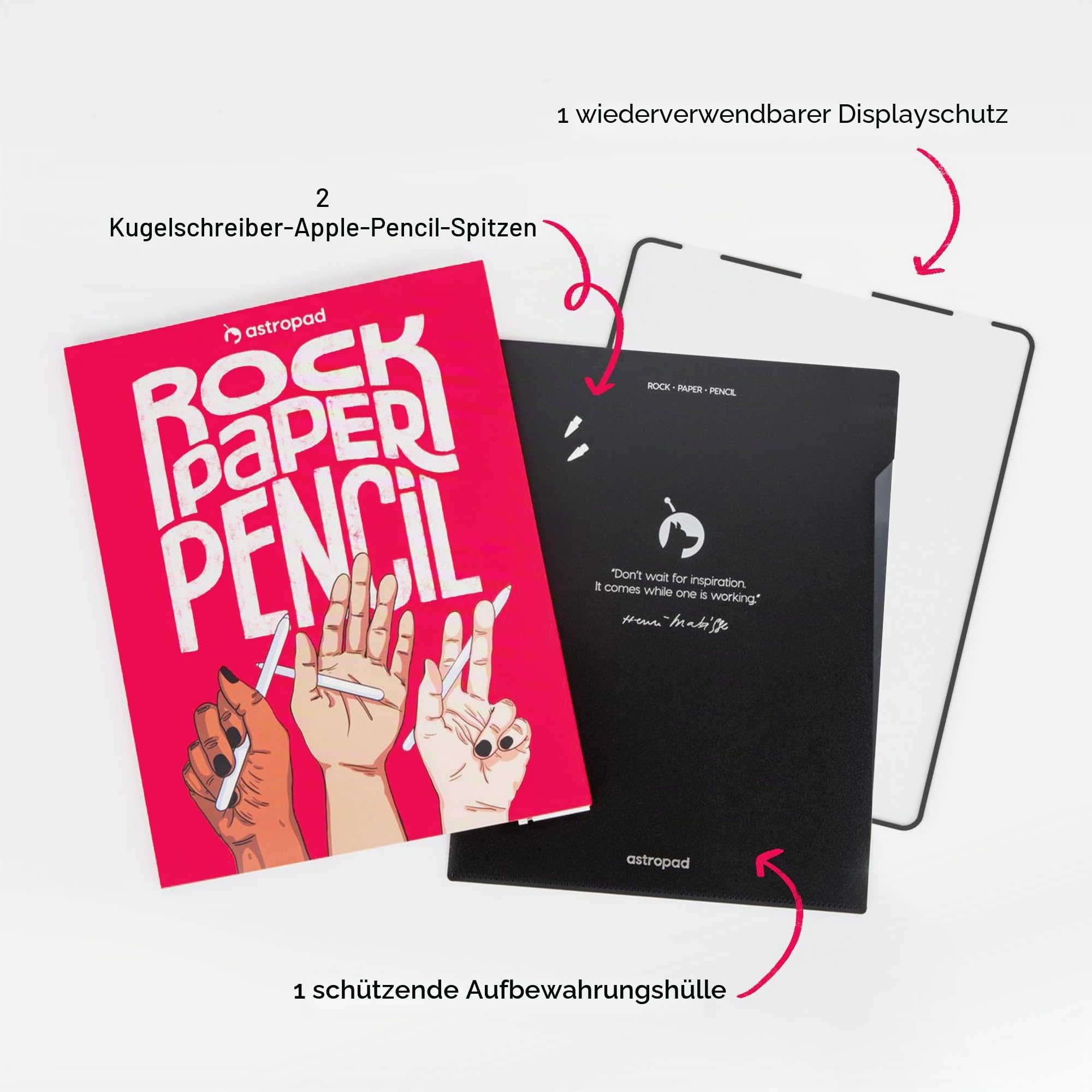 Astropad Rock Paper Pencil v2.0 - Papier Displayschutzfolie für iPad Pro 11 Zoll (M4, 2024) + Apple Pencil-Tips Ersatz 2 Pack