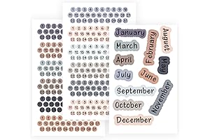 Date Dots 12 Months, Small Number Stickers