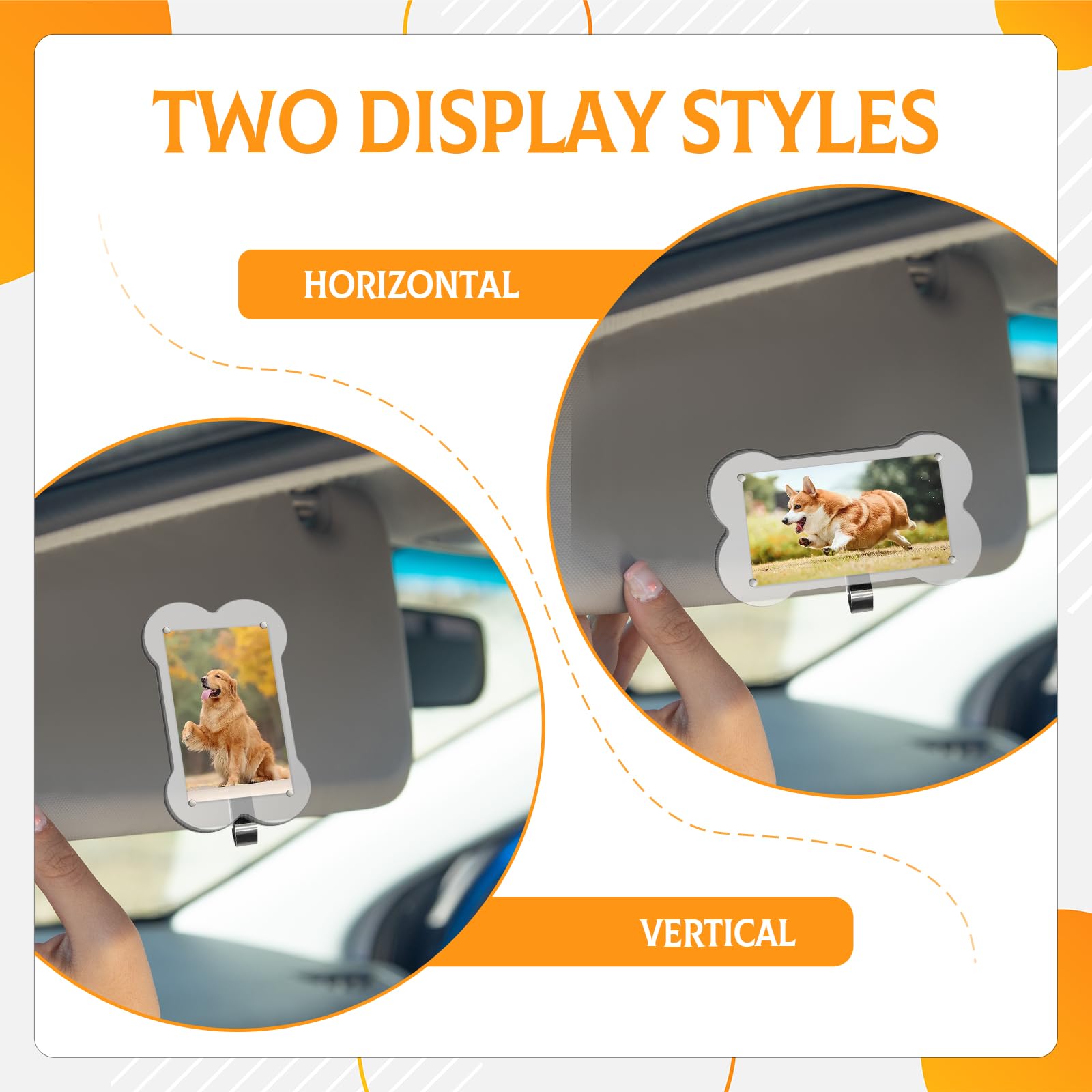 2Pcs Car Visor Photo Holder Bone-Shaped Magnetic Acrylic Picture Frame Personalized Car Accessories for Family Personal Photos — view 3