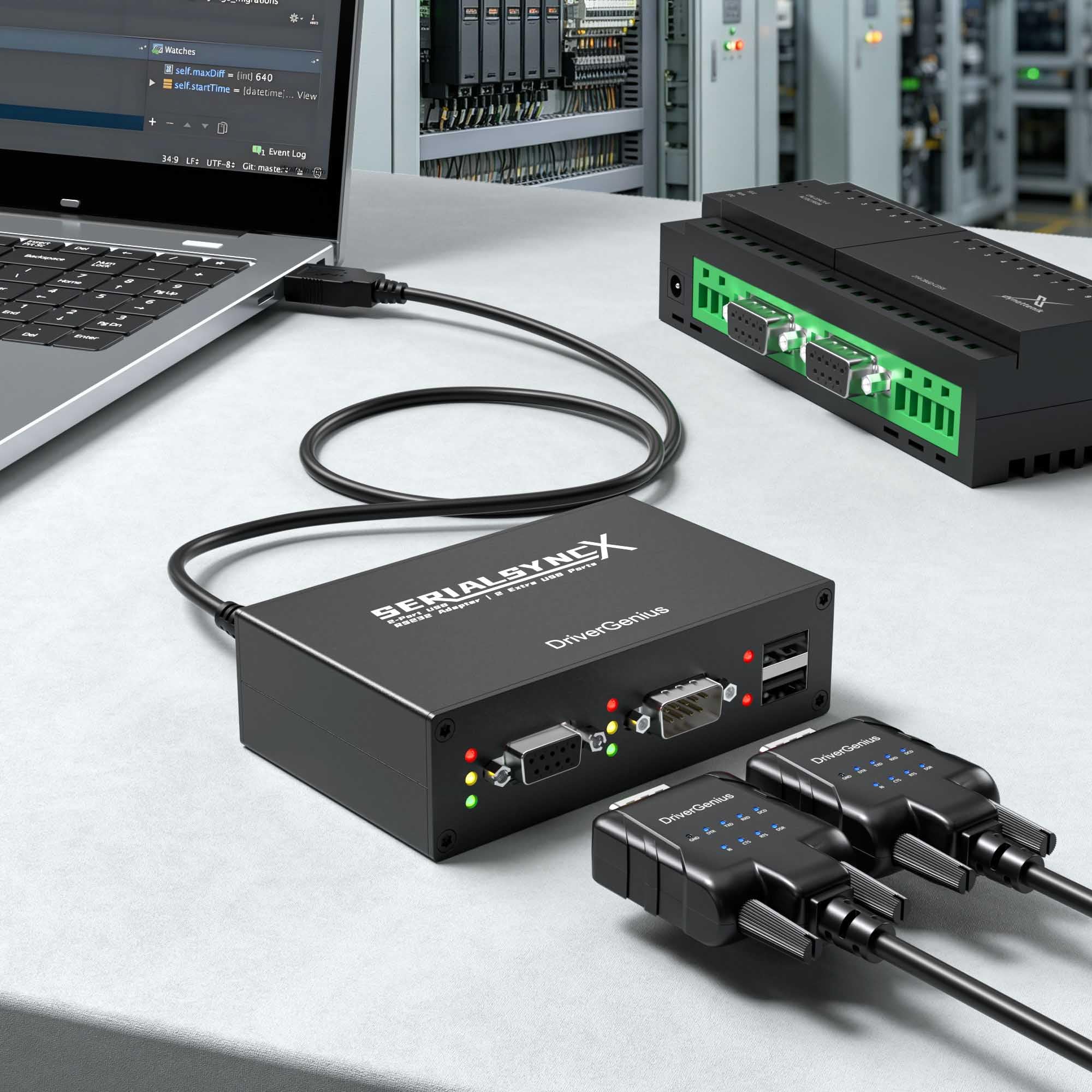 DriverGenius SerialSyncX USB auf Dual RS232 DB9 Seriell Adapter mit 2X USB