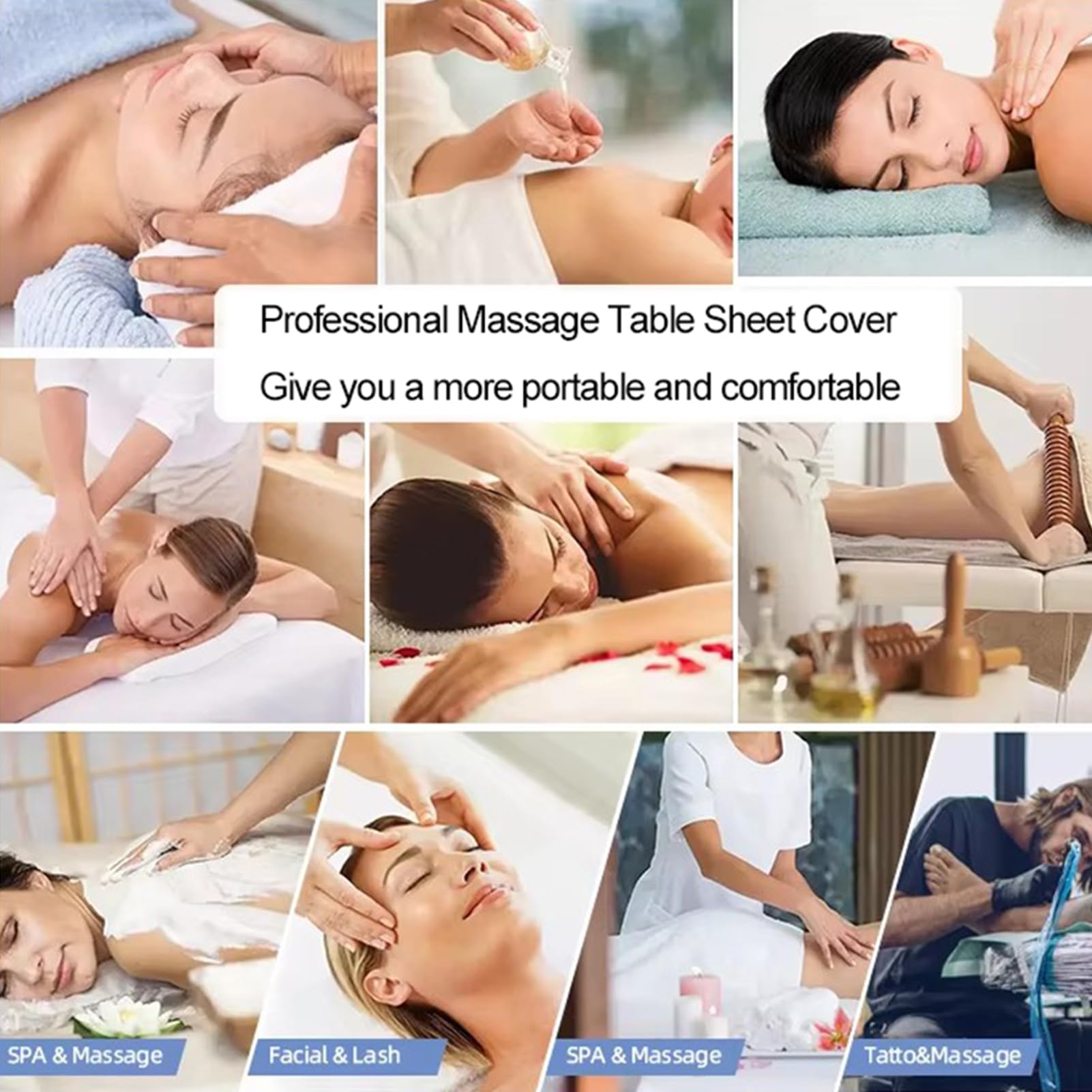 Arkusze na stół do masażu wielokrotnego użytku z otworami, pokrowiec na łóżko do masażu elastyczna poszewka na poduszkę salon kosmetyczny spa pokrowiec na stół do masażu kołdry 4-częściowe zestawy