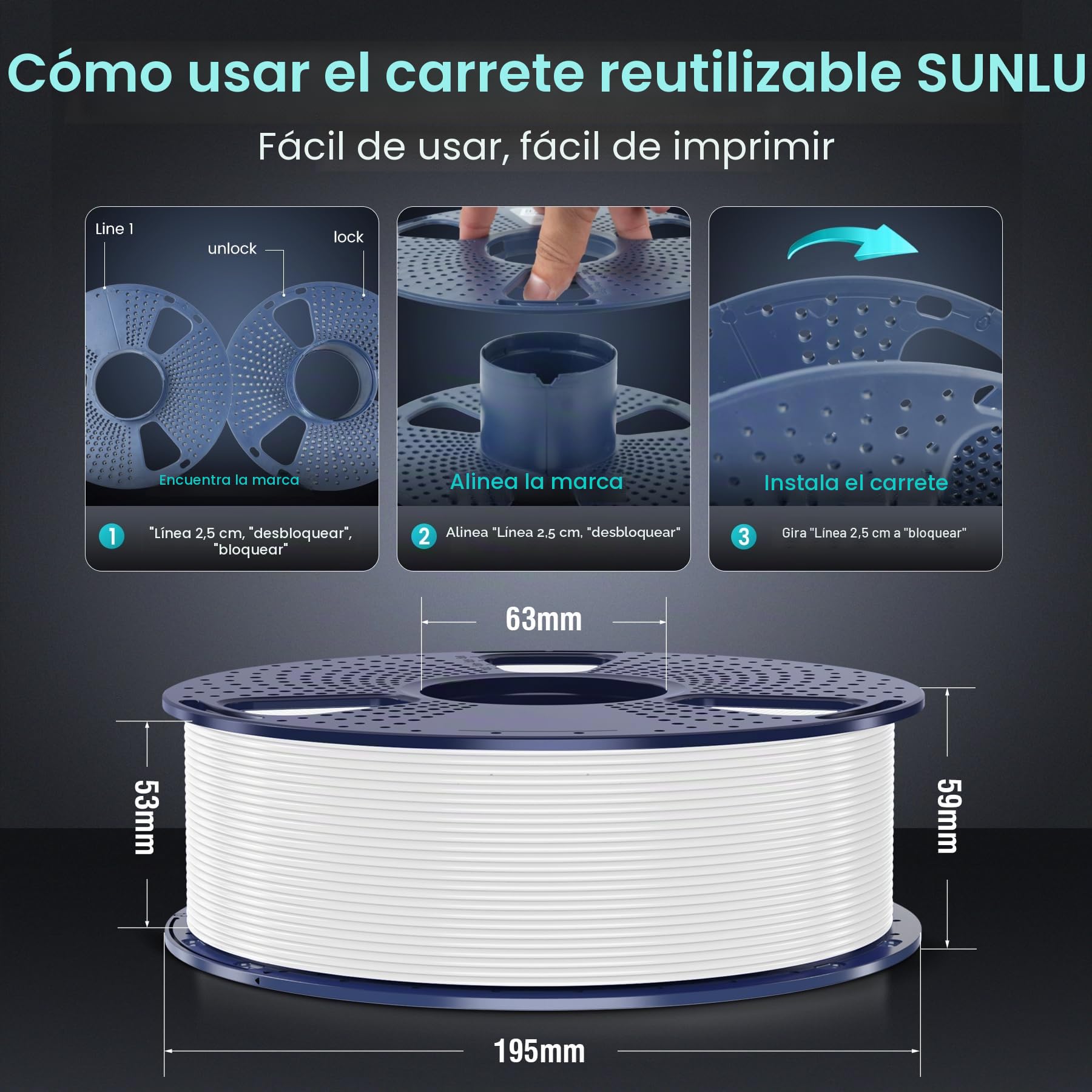 SUNLU PLA Plus - Lote de filamentos para impresora 3D (10 kg), multicolor | Filamento PLA+ 1,75 mm, negro+blanco+gris+rojo+azul pequeño+verde+naranja soleado+amarillo brillante+café+roble