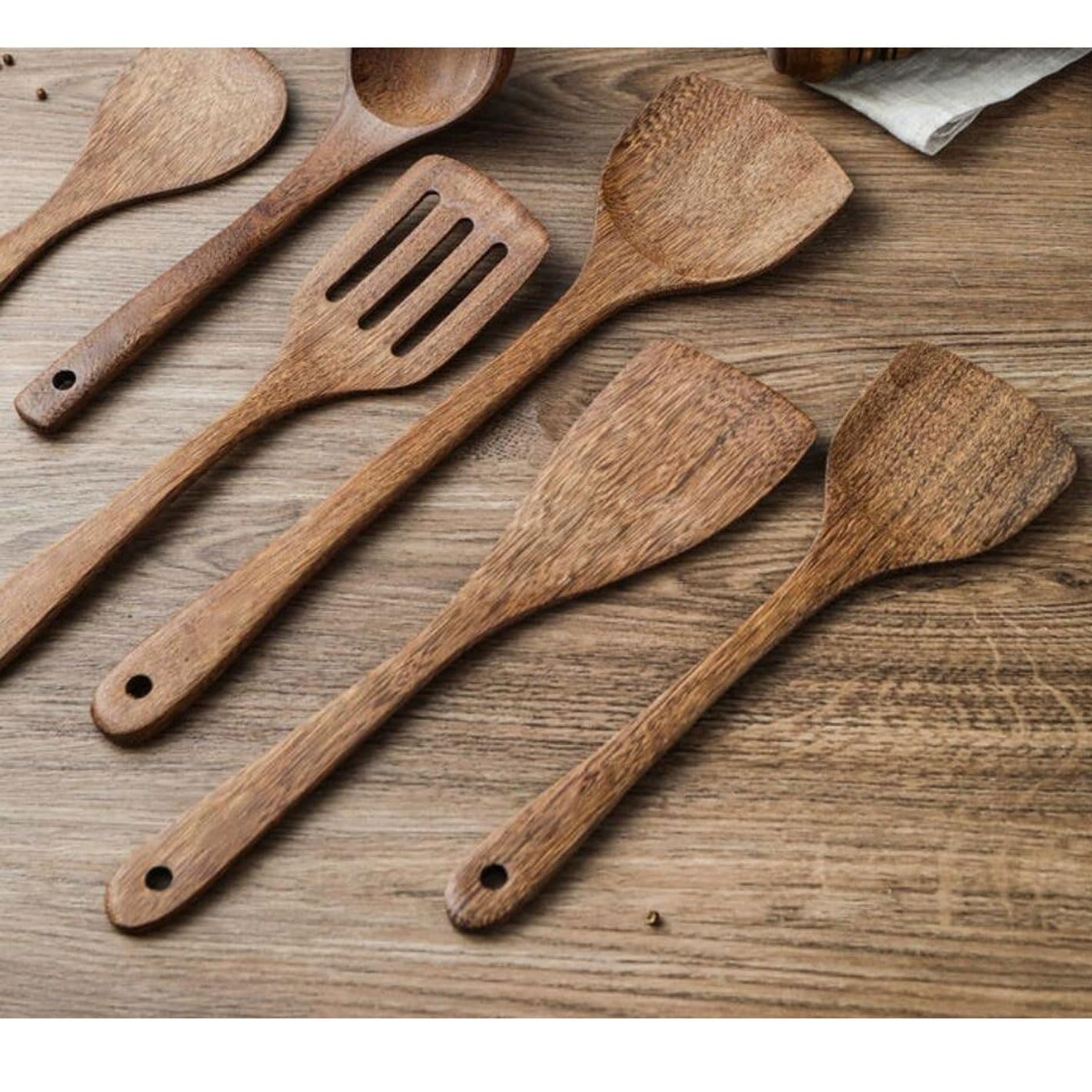 Küche Kochgeschirr Gadgets 5 Stück Sets Holz Kochlöffel Spatel Kochutensilien